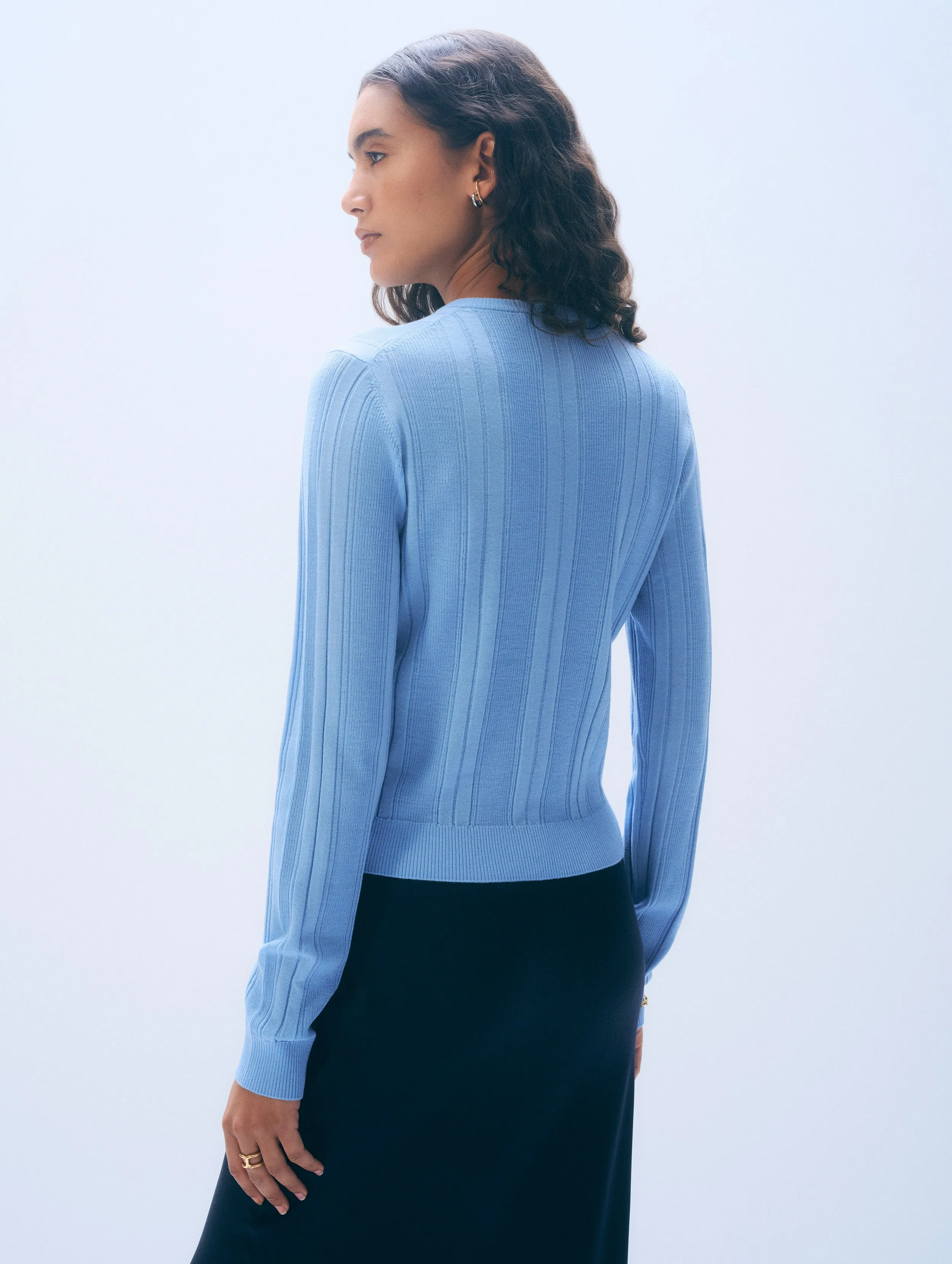 Superfine Merino Wool Cardigan | Blue Horizon sold by White + Warren product image thumbnail 3