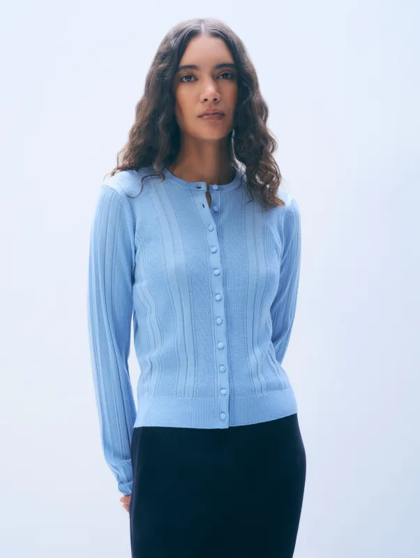 Superfine Merino Wool Cardigan | Blue Horizon sold by White + Warren