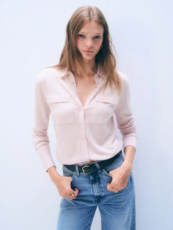 Superfine Merino Wool Shirt | Rosewater Pink sold by White + Warren