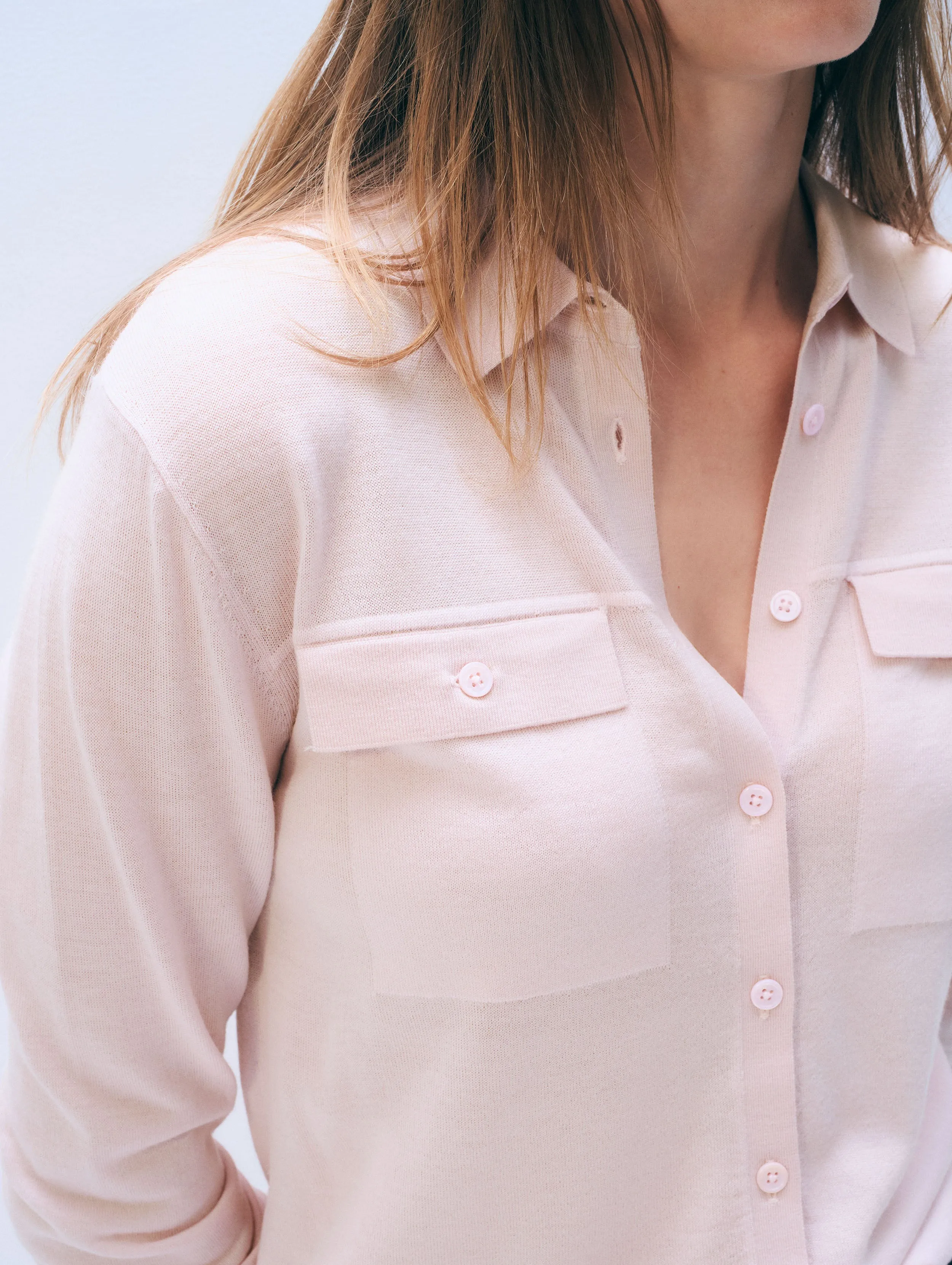 Superfine Merino Wool Shirt | Rosewater Pink sold by White + Warren product image thumbnail 2