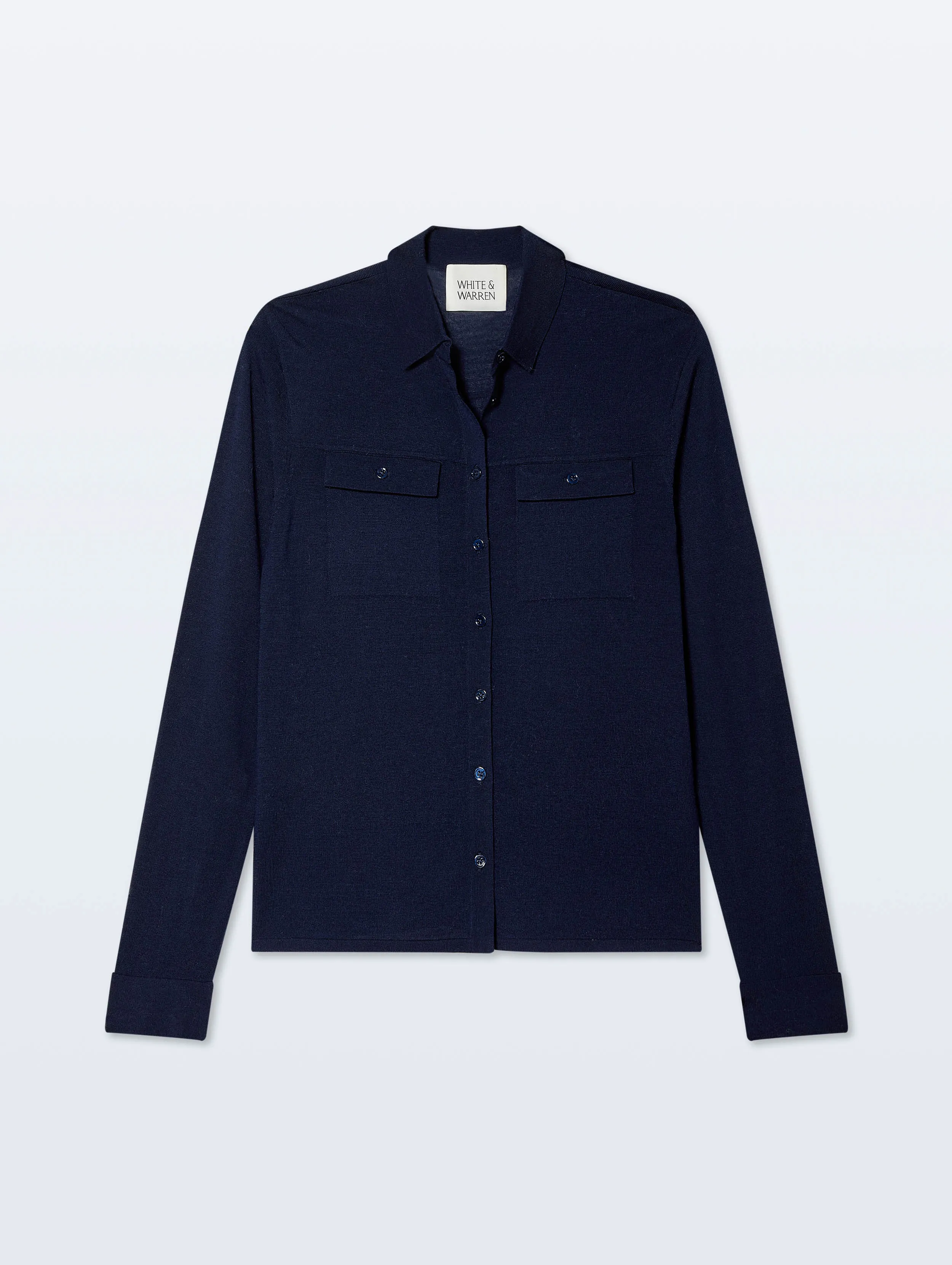 Superfine Merino Wool Shirt | Navy sold by White + Warren product image thumbnail 4