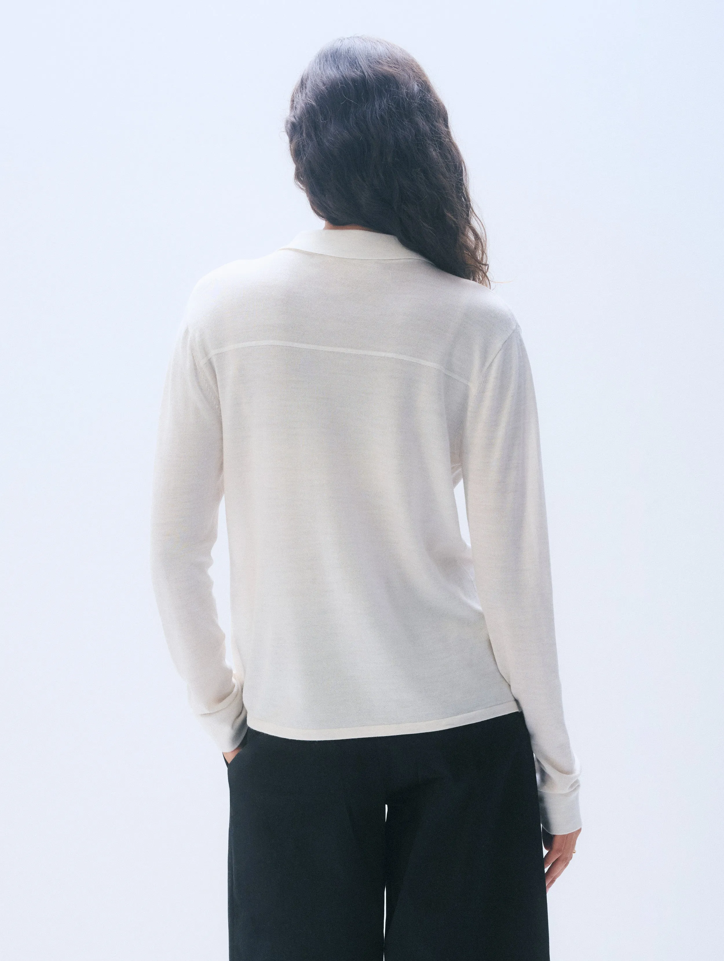 Superfine Merino Wool Shirt | Ivory sold by White + Warren product image thumbnail 3