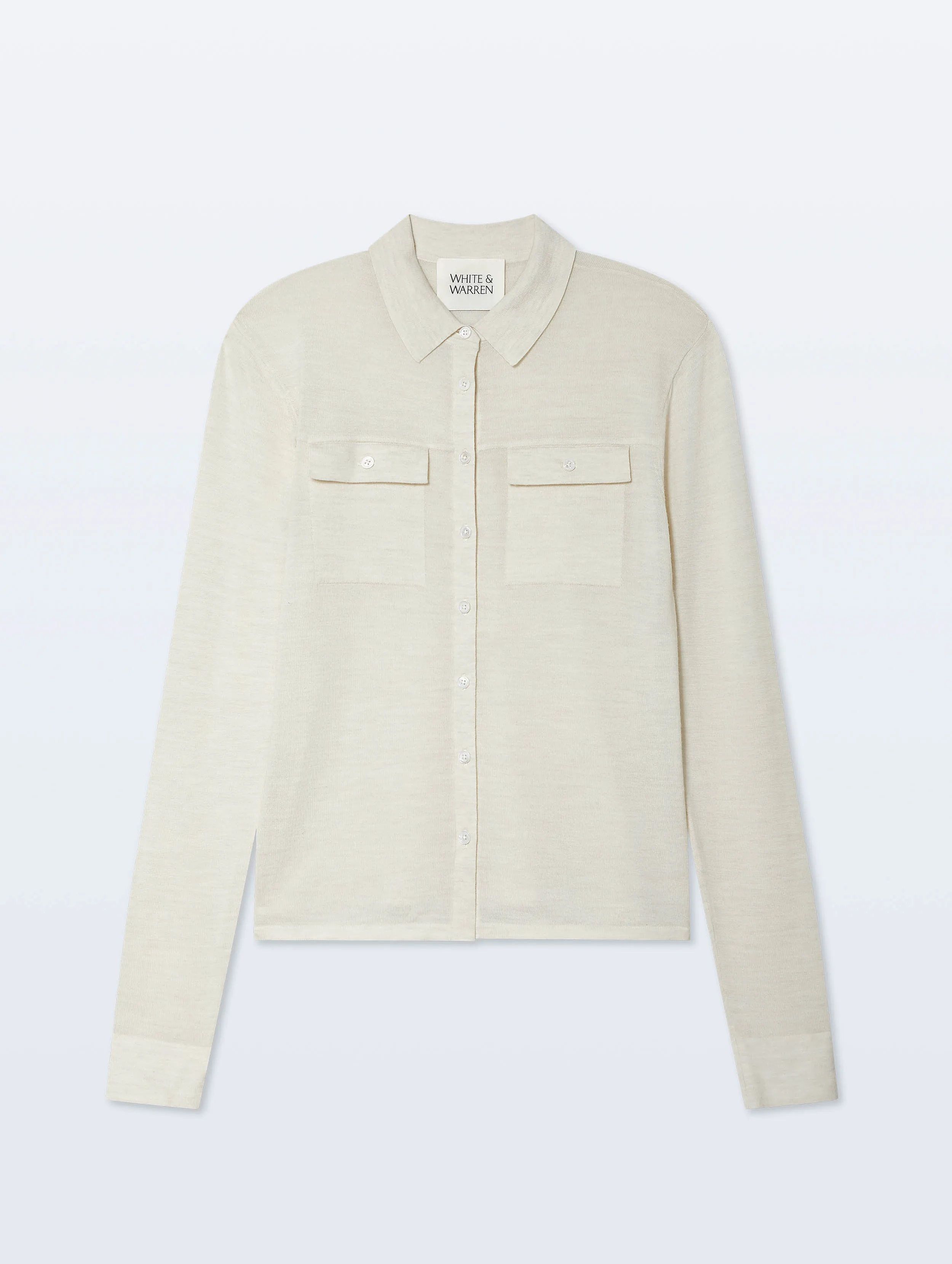 Superfine Merino Wool Shirt | Ivory sold by White + Warren product image thumbnail 4