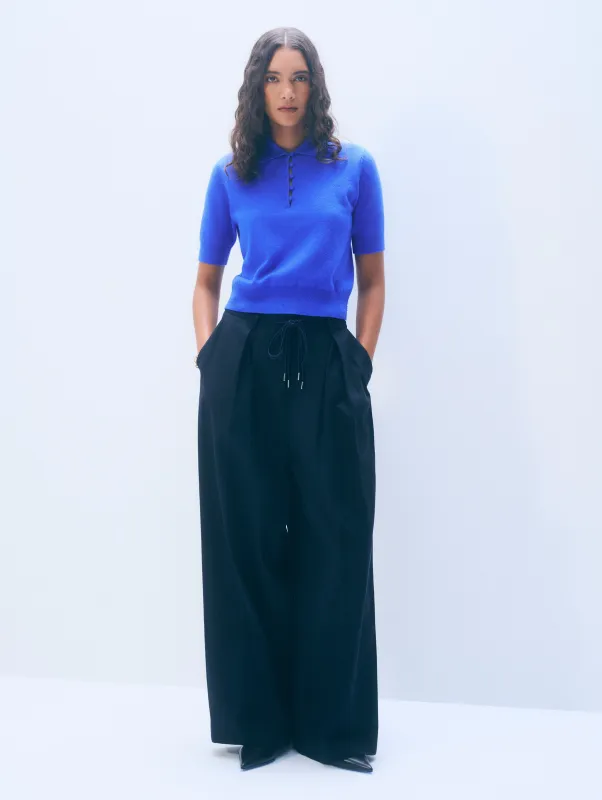 Cashmere Button Polo | Cobalt Blue sold by White + Warren