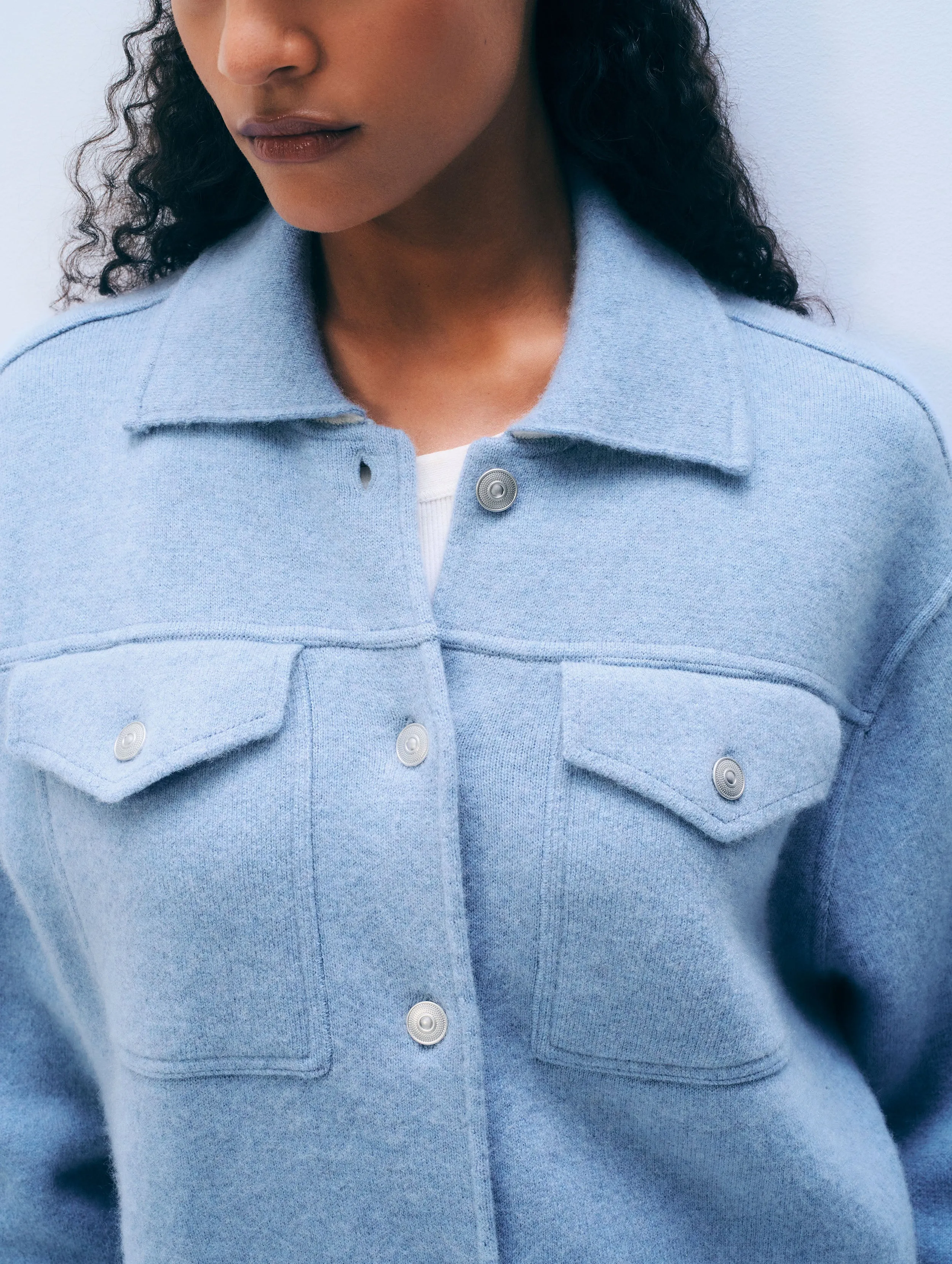 Cashmere Blend Chore Jacket | Soft Indigo sold by White + Warren product image thumbnail 2