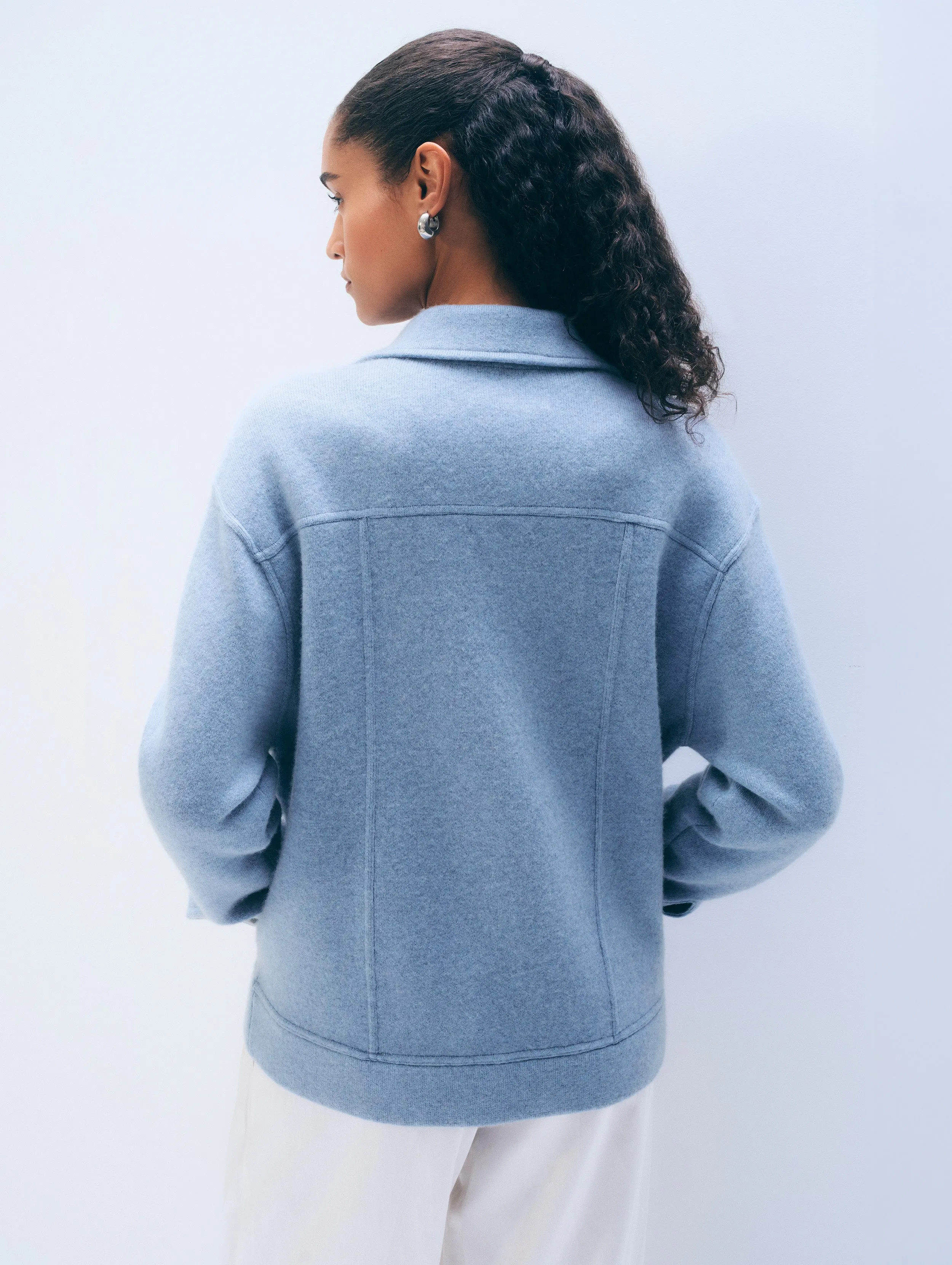 Cashmere Blend Chore Jacket | Soft Indigo sold by White + Warren product image thumbnail 3