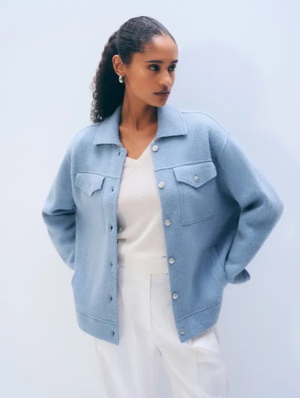 Cashmere Blend Chore Jacket | Soft Indigo sold by White + Warren