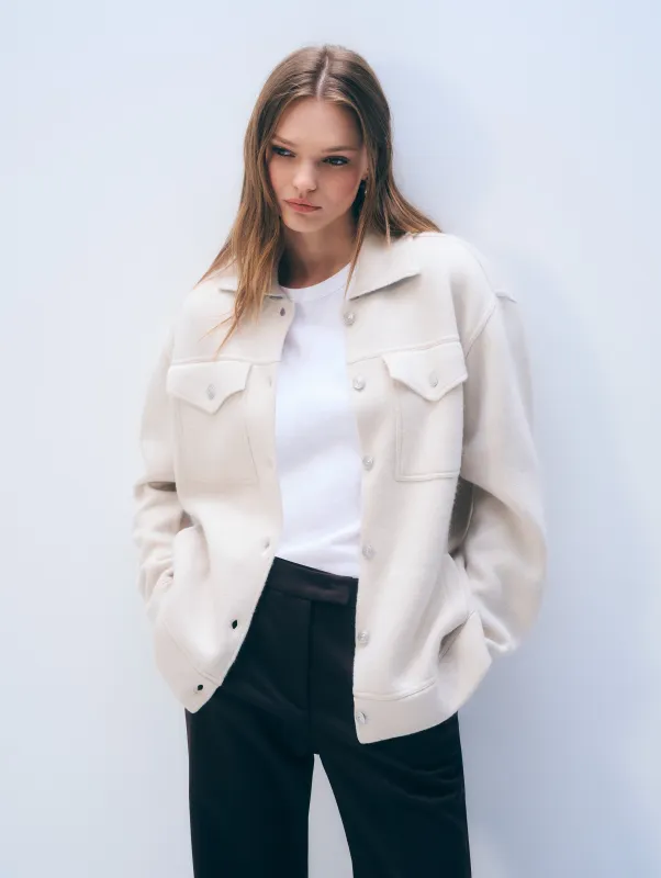 Cashmere Blend Chore Jacket | Ivory sold by White + Warren