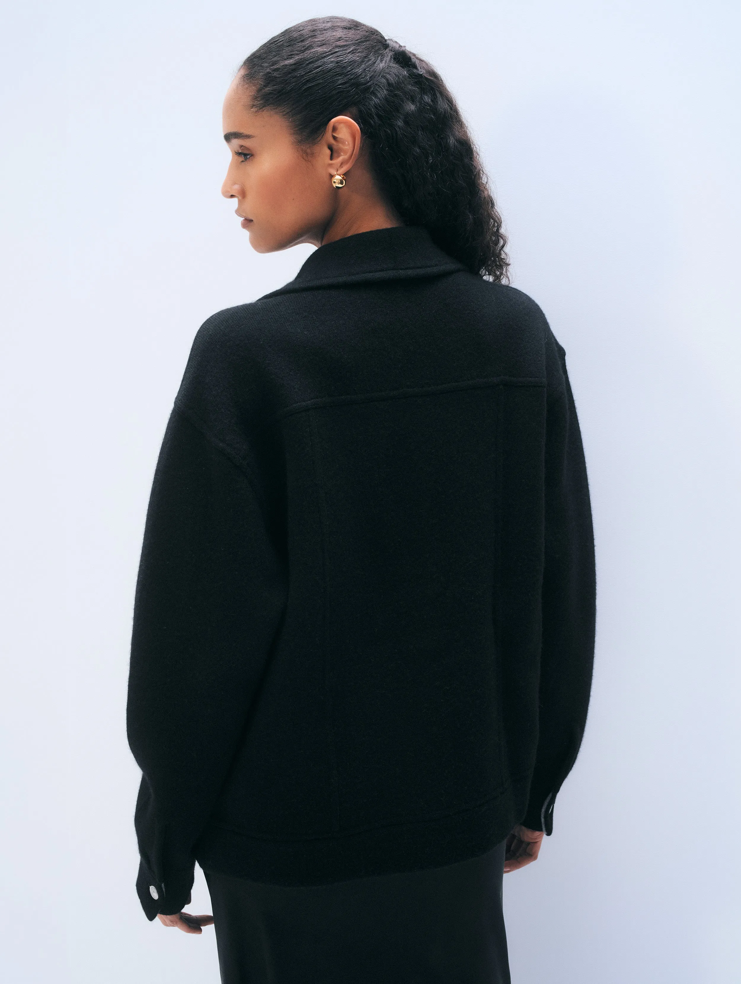 Cashmere Blend Chore Jacket | Black sold by White + Warren product image thumbnail 3