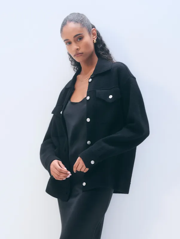 Cashmere Blend Chore Jacket | Black sold by White + Warren
