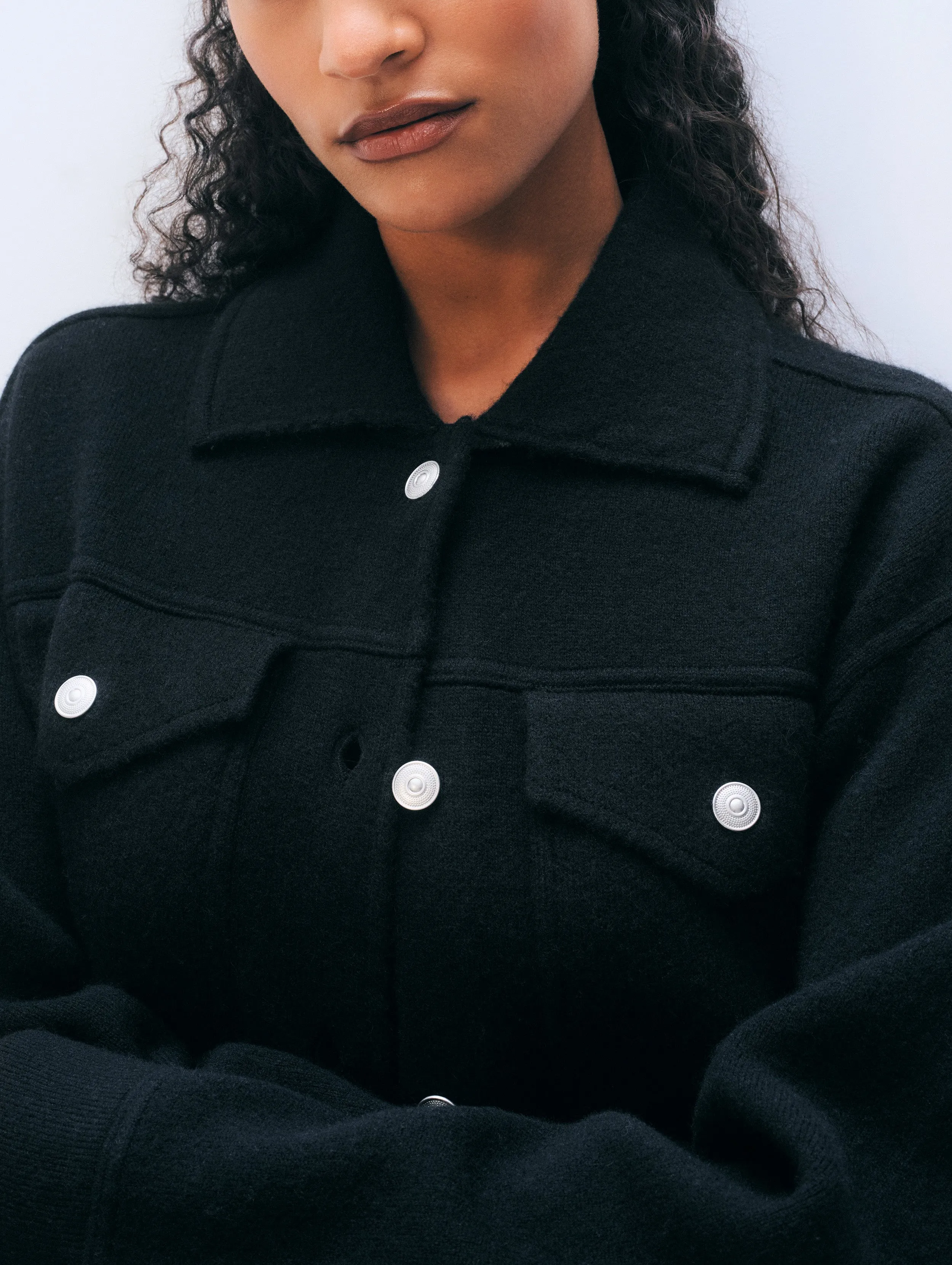 Cashmere Blend Chore Jacket | Black sold by White + Warren product image thumbnail 2