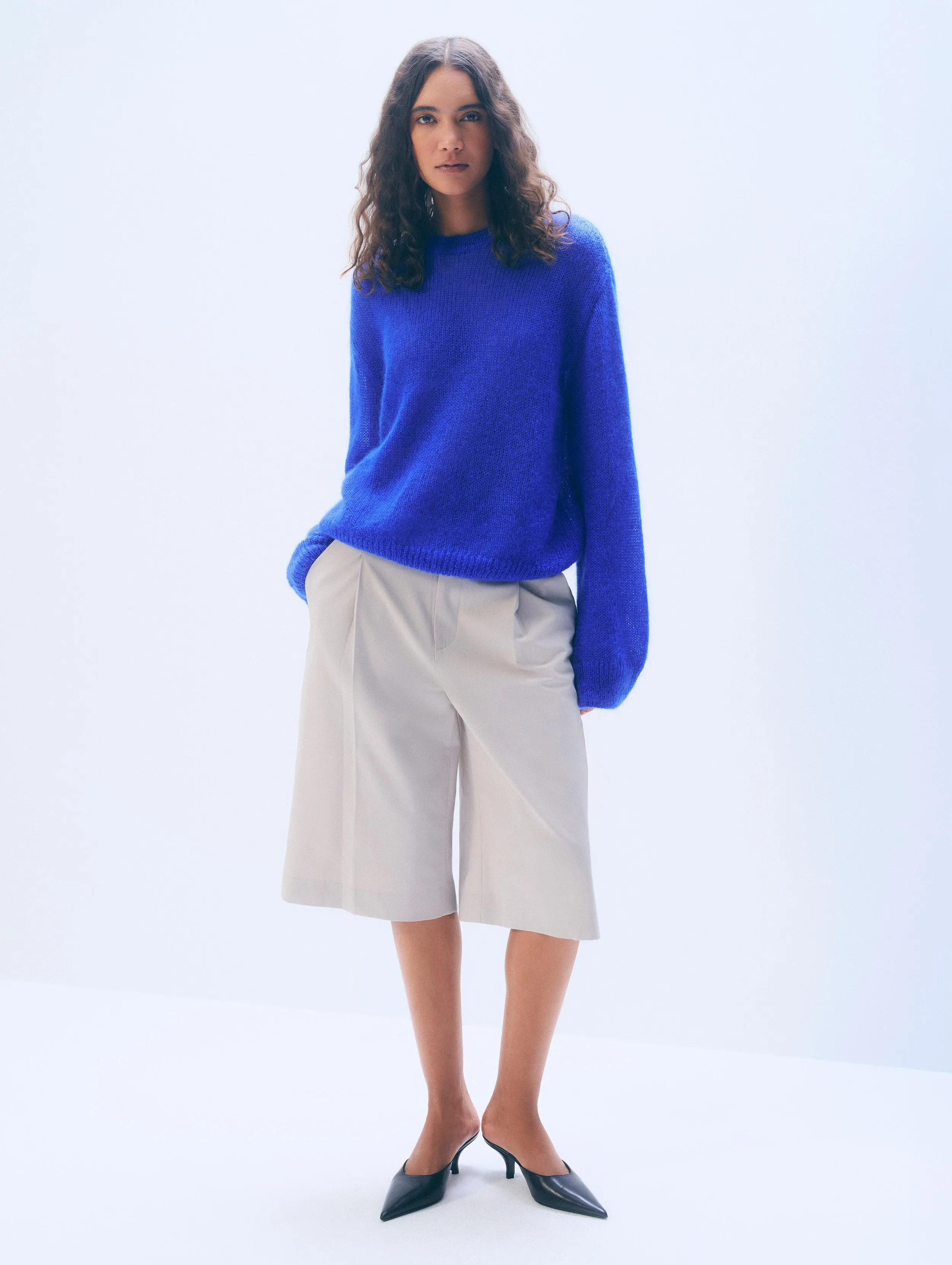 Mohair Luxe Oversized Crewneck | Cobalt Blue sold by White + Warren product image thumbnail 3