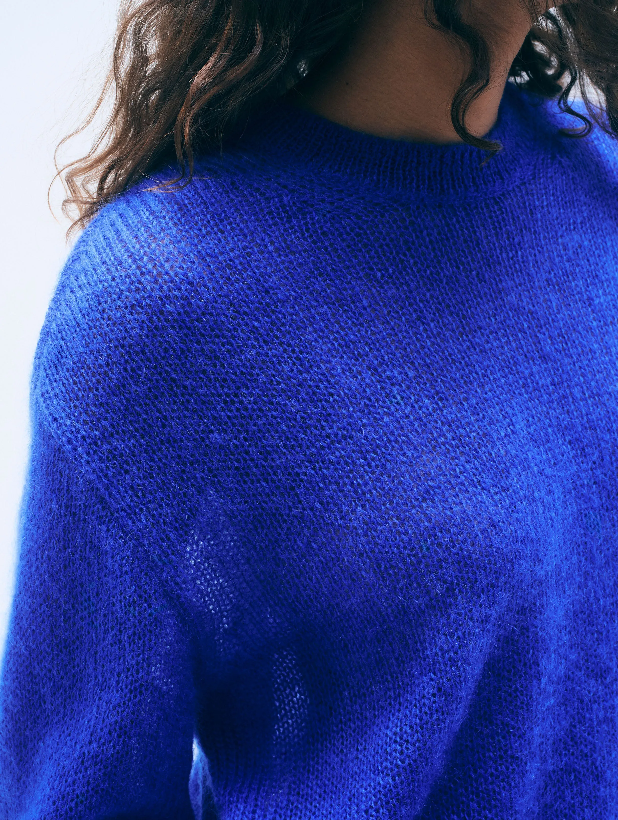 Mohair Luxe Oversized Crewneck | Cobalt Blue sold by White + Warren product image thumbnail 2