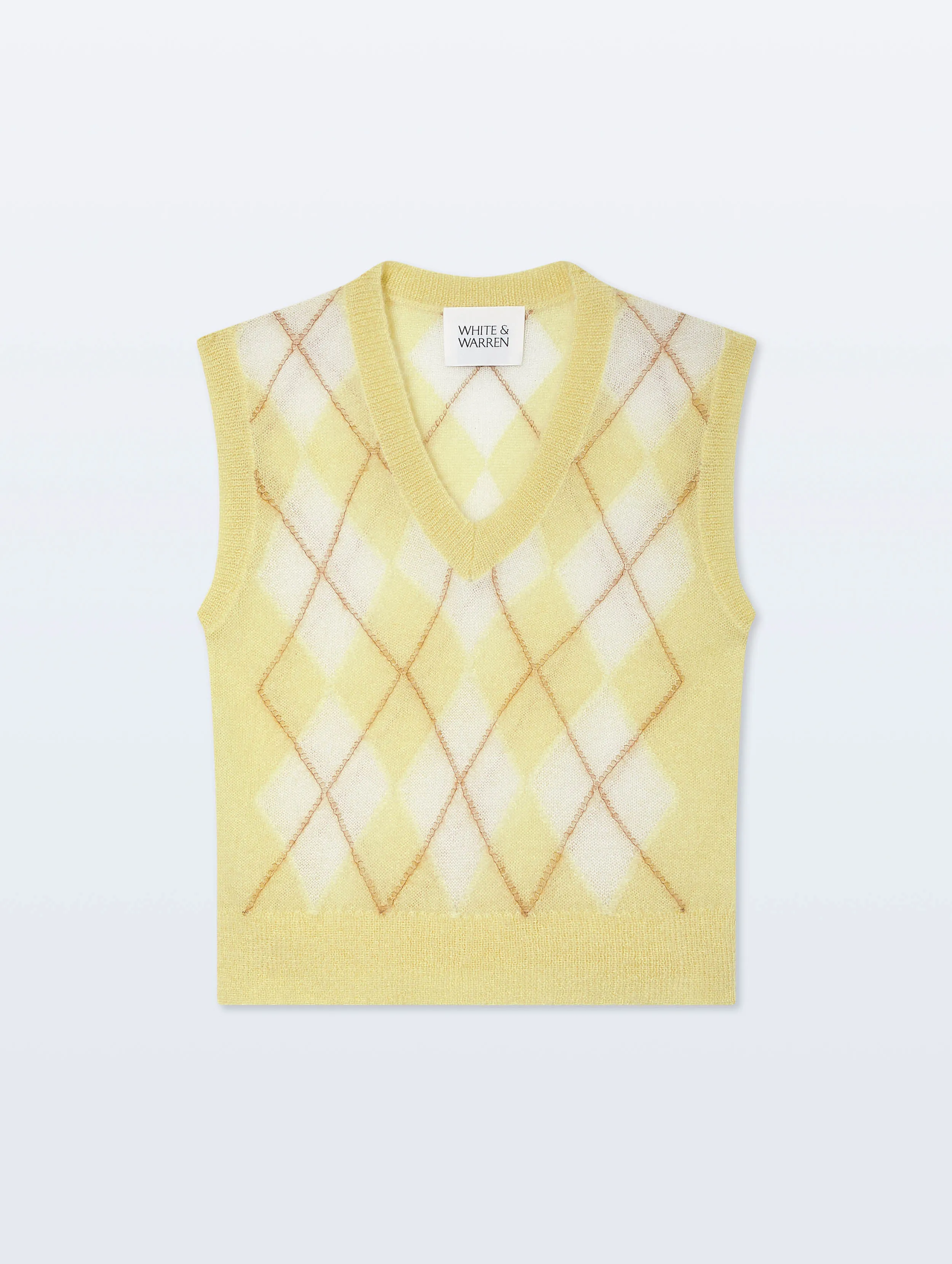 Mohair Luxe Argyle Vest | Lemonade Combo sold by White + Warren product image thumbnail 4