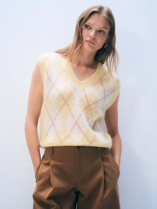 Mohair Luxe Argyle Vest | Lemonade Combo made by White + Warren