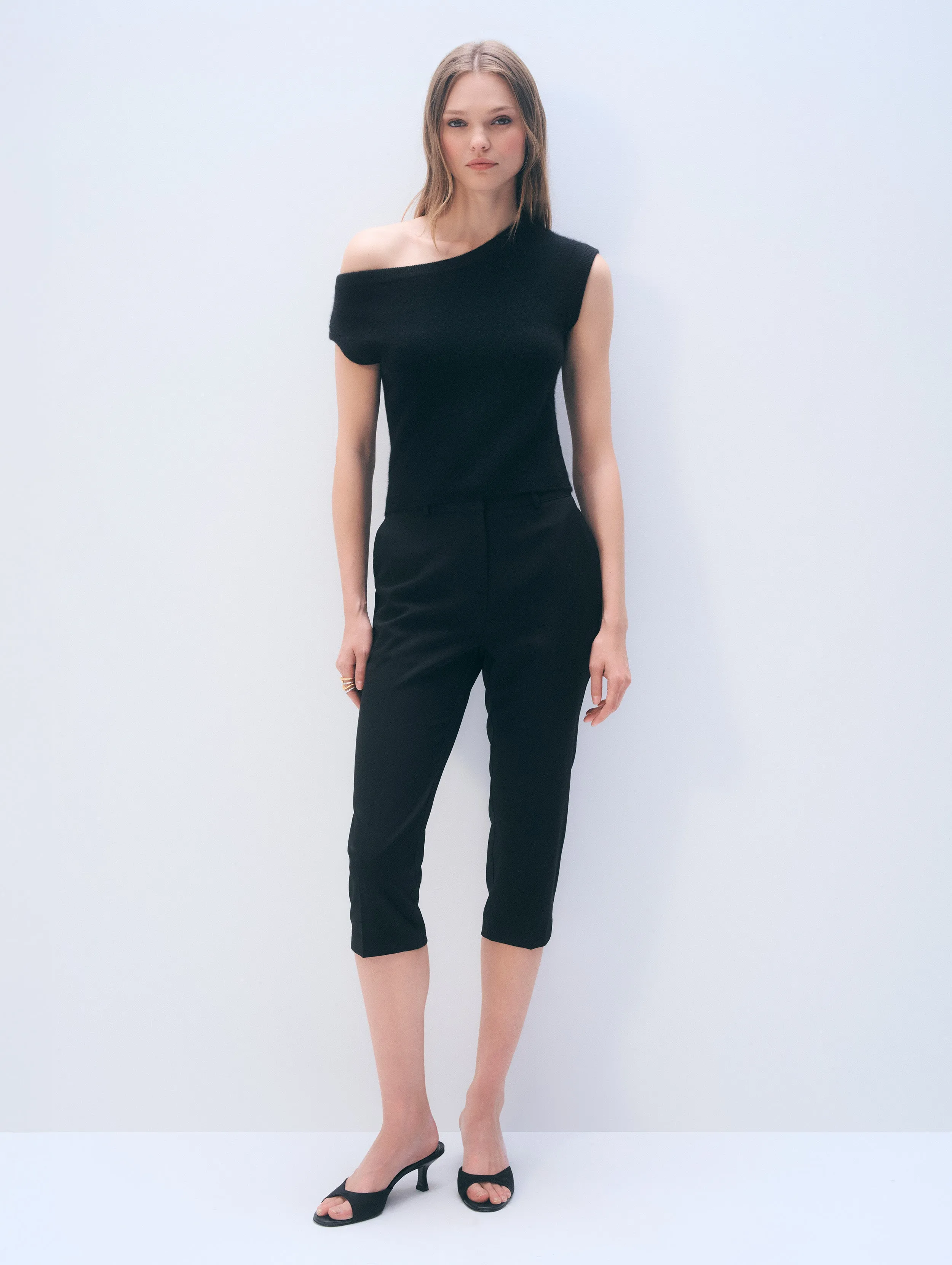 Cashmere Off Shoulder Top | Black sold by White + Warren product image thumbnail 2