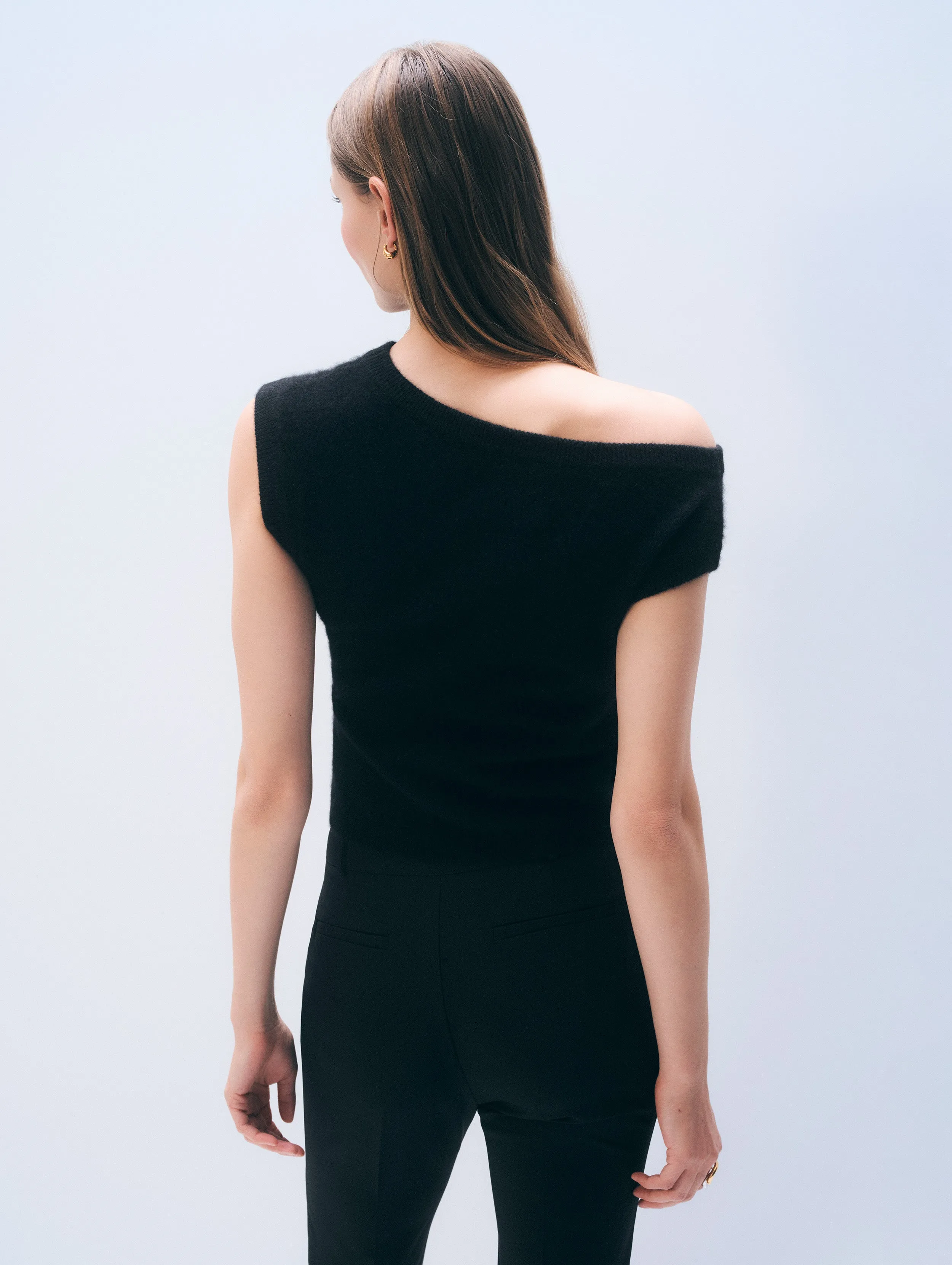 Cashmere Off Shoulder Top | Black sold by White + Warren product image thumbnail 3