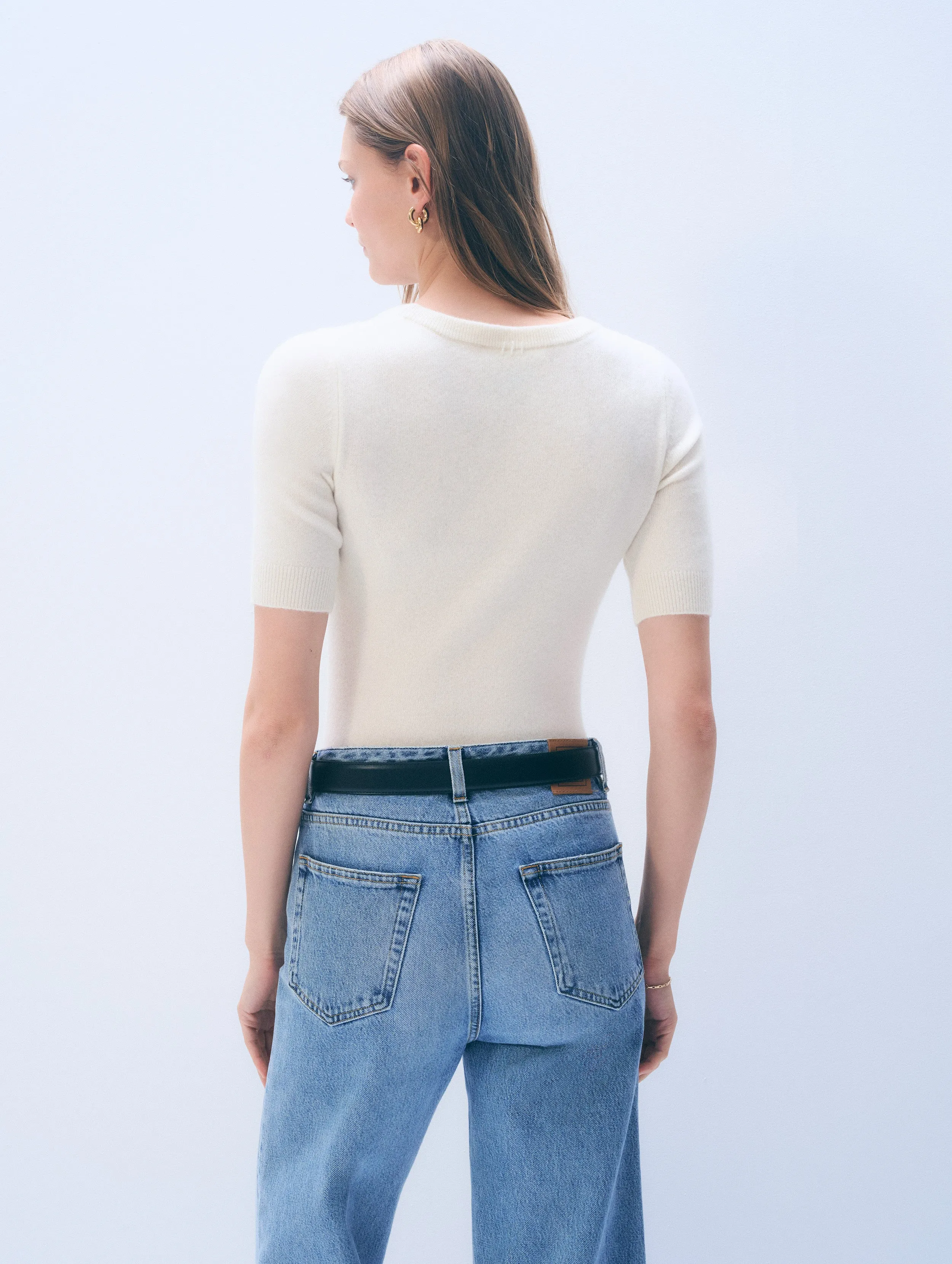 Cashmere Scoop Neck Top | Soft White sold by White + Warren product image thumbnail 3