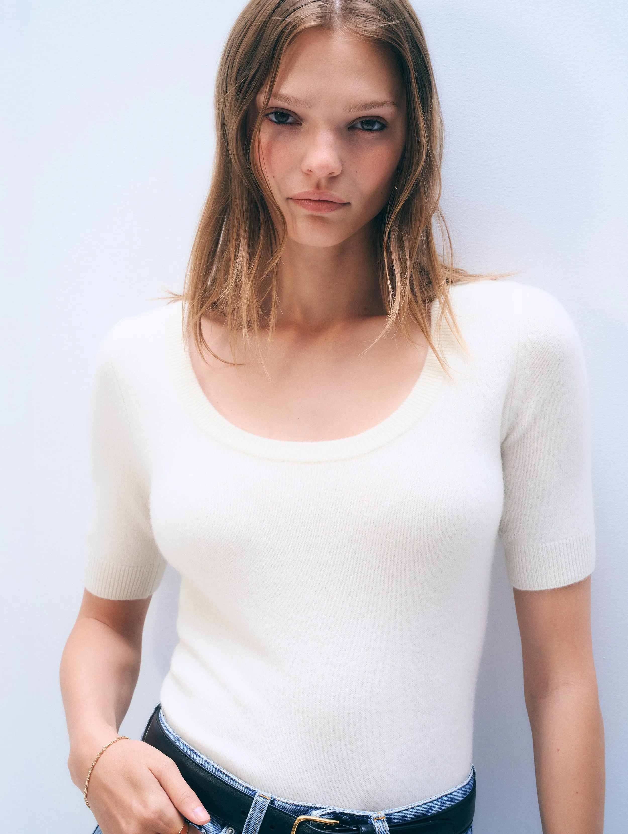 Cashmere Scoop Neck Top | Soft White sold by White + Warren product image thumbnail 2