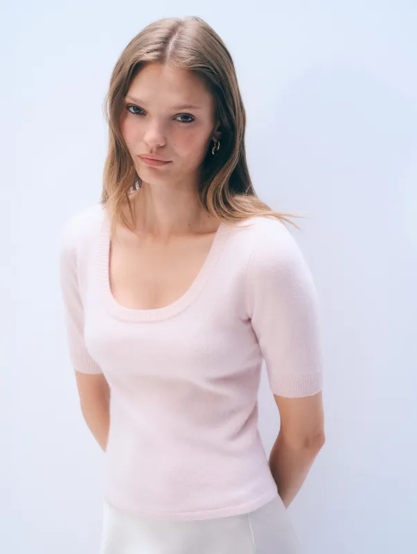 Cashmere Scoop Neck Top | Pink Sand sold by White + Warren