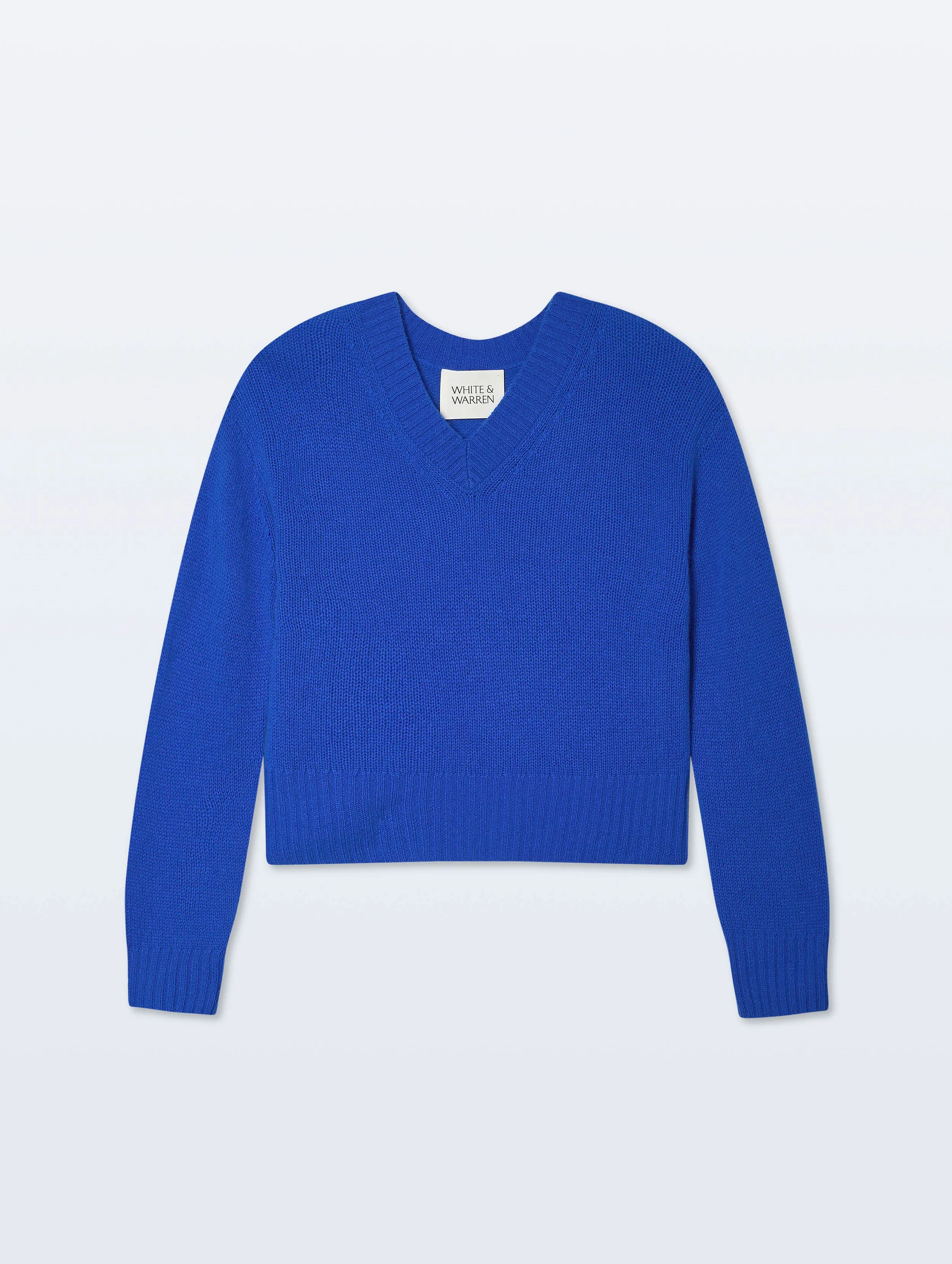 Cashmere Featherweight V-Neck | Cobalt Blue sold by White + Warren product image thumbnail 4