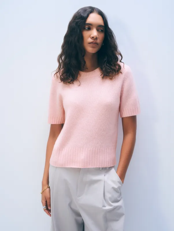 Cashmere Featherweight T-Shirt | Clay Pink sold by White + Warren
