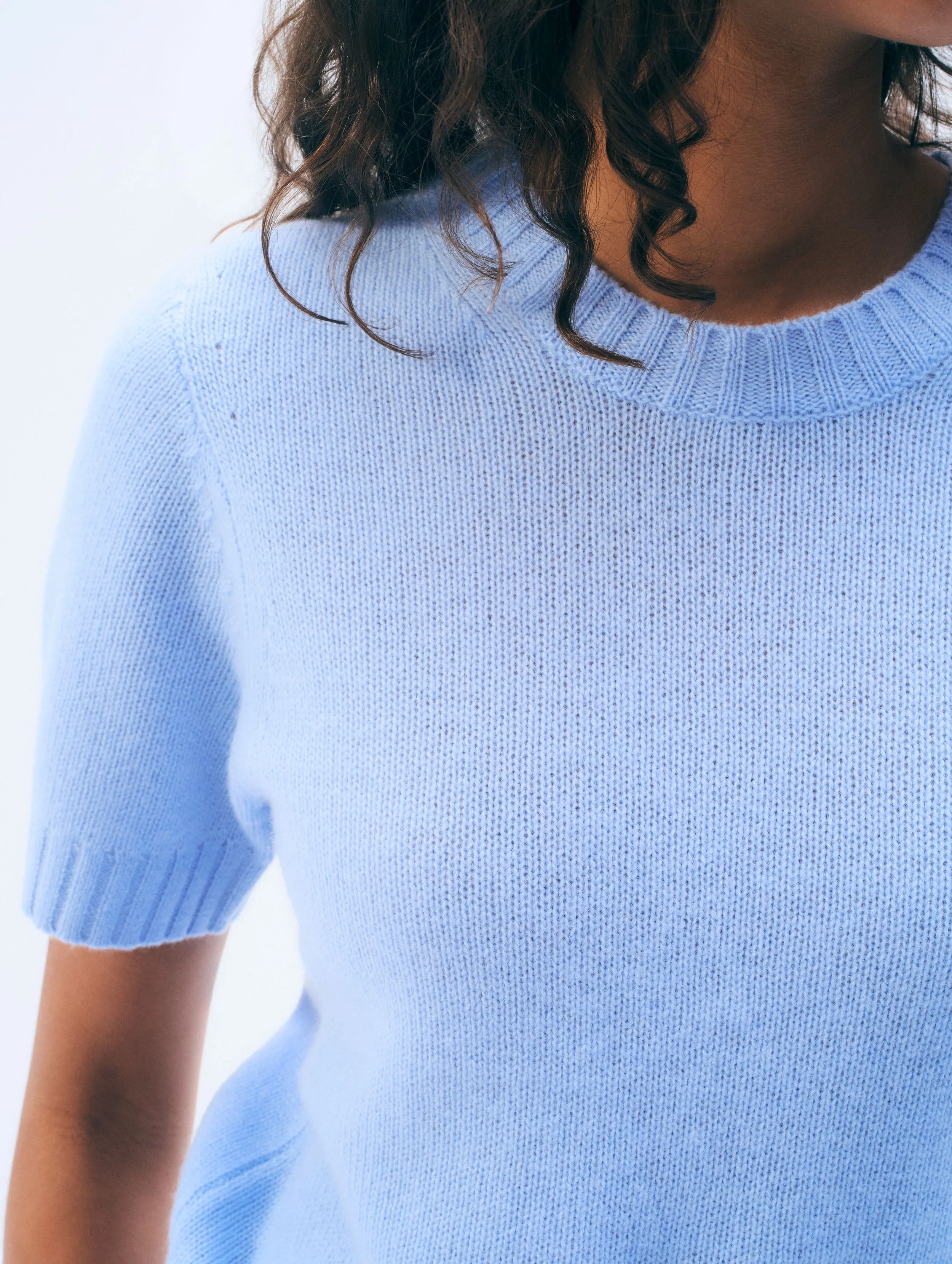 Cashmere Featherweight T-Shirt | Blue Vapor sold by White + Warren product image thumbnail 2