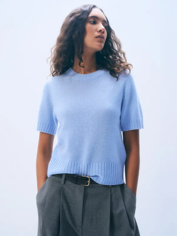 Cashmere Featherweight T-Shirt | Blue Vapor sold by White + Warren
