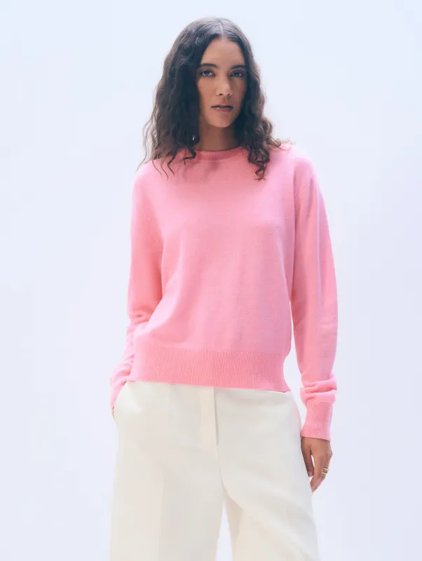 Cashmere Crewneck | Pink Buds sold by White + Warren