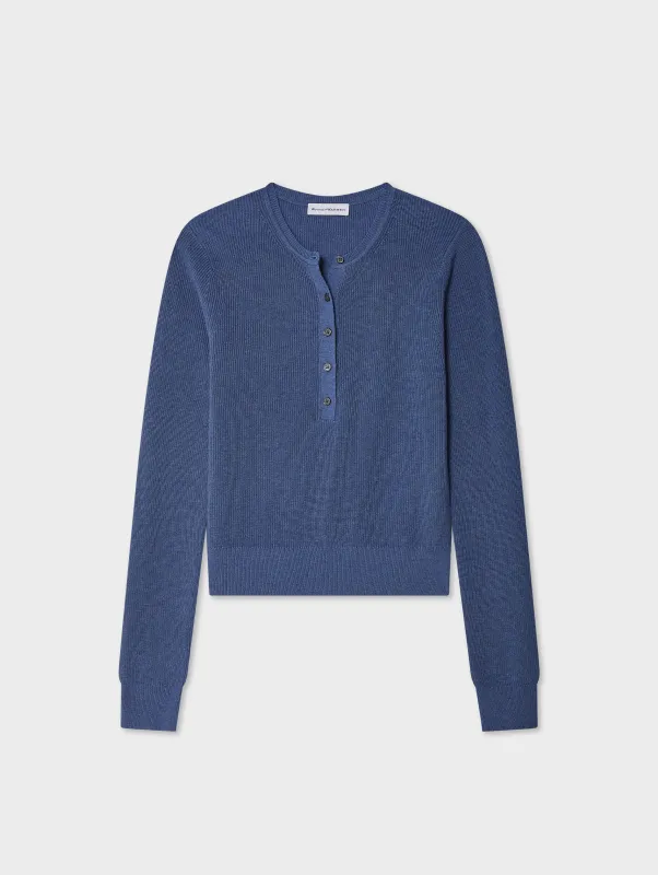 Fine Cotton Ribbed Henley made by White + Warren