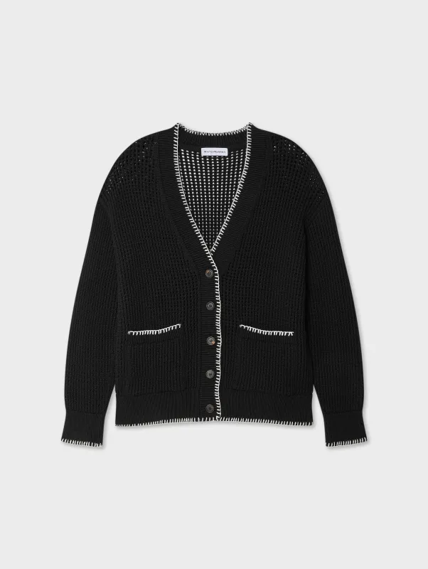 Cotton Blanket Trim Cardigan made by White + Warren