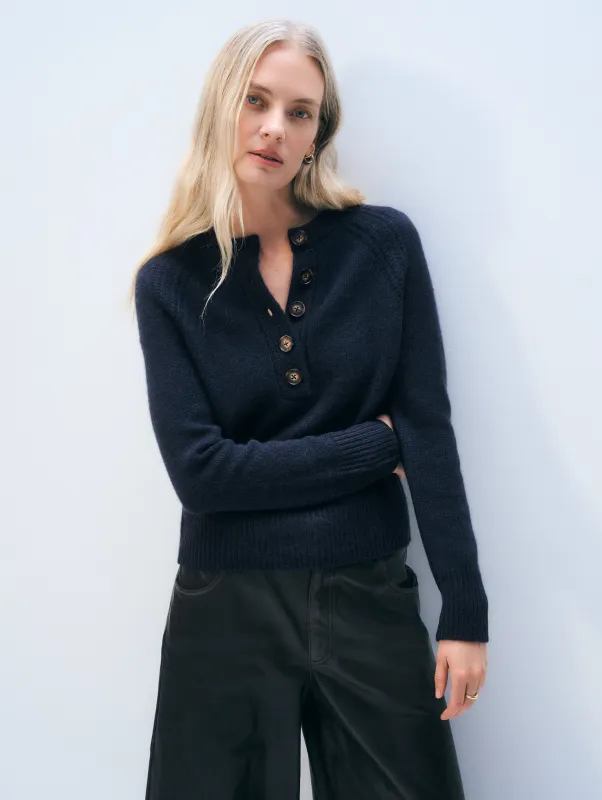 Cashmere Luxe Henley sold by White + Warren