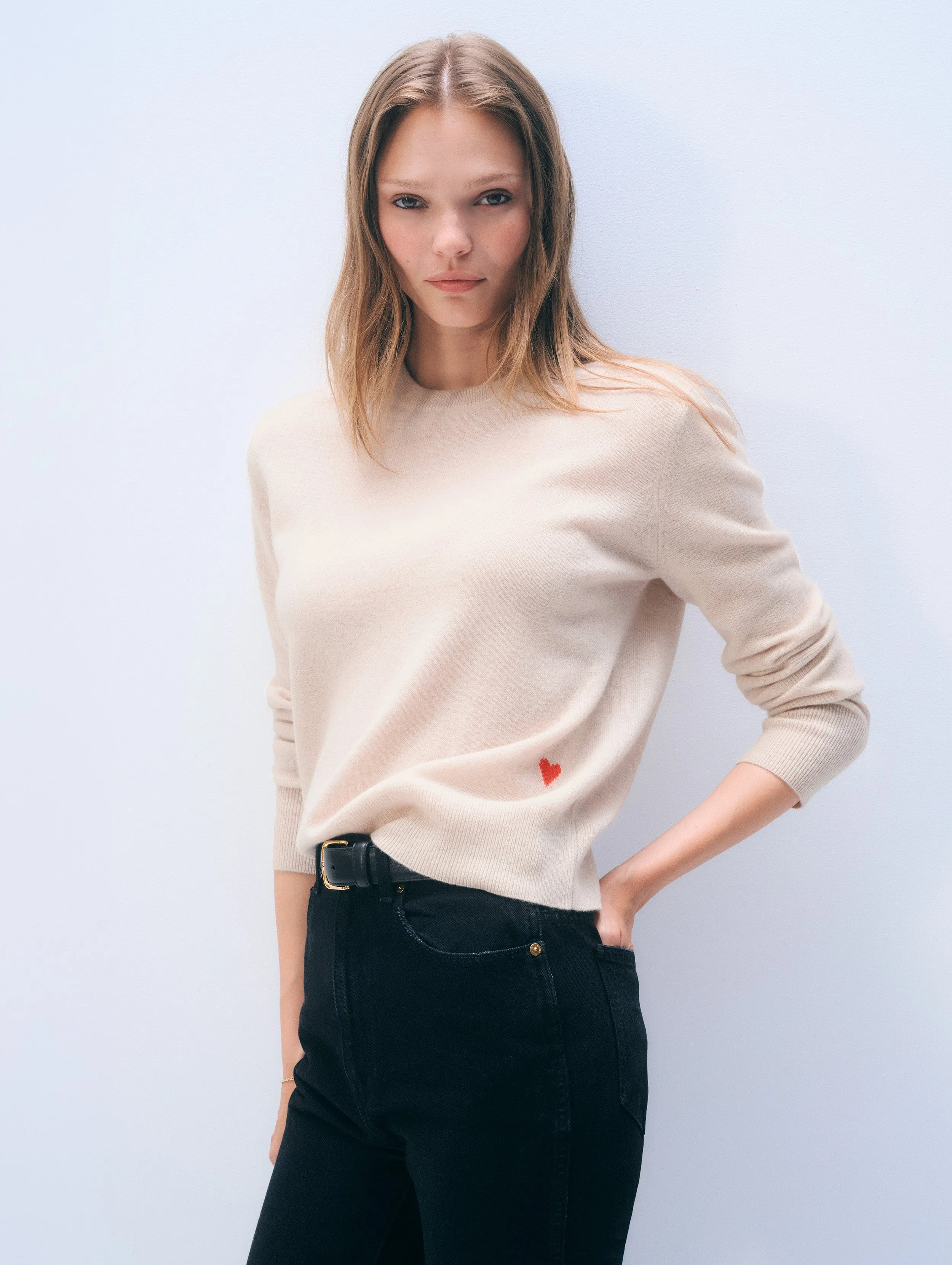 Cashmere Heart Crewneck sold by White + Warren product image thumbnail 2