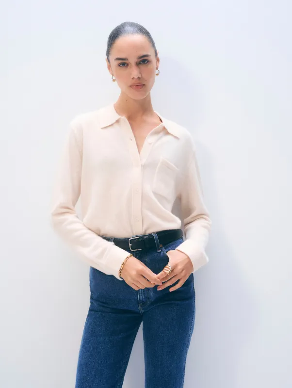 Cashmere Button Shirt | Feather made by White + Warren