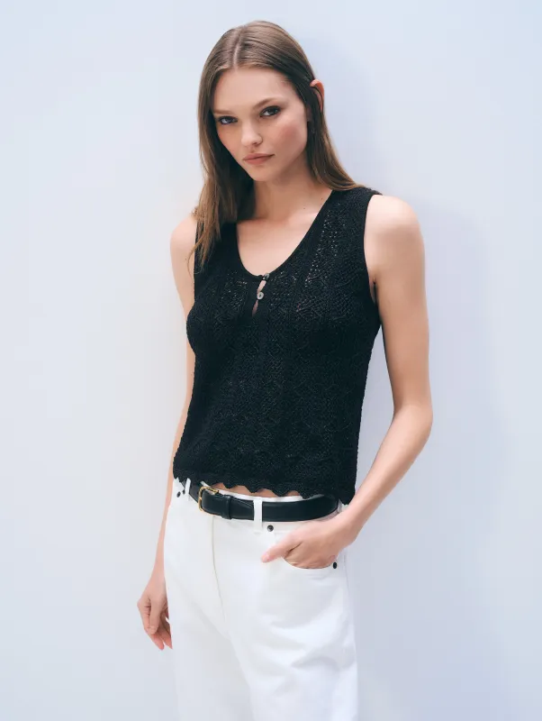 Cotton Pointelle Tank Top made by White + Warren