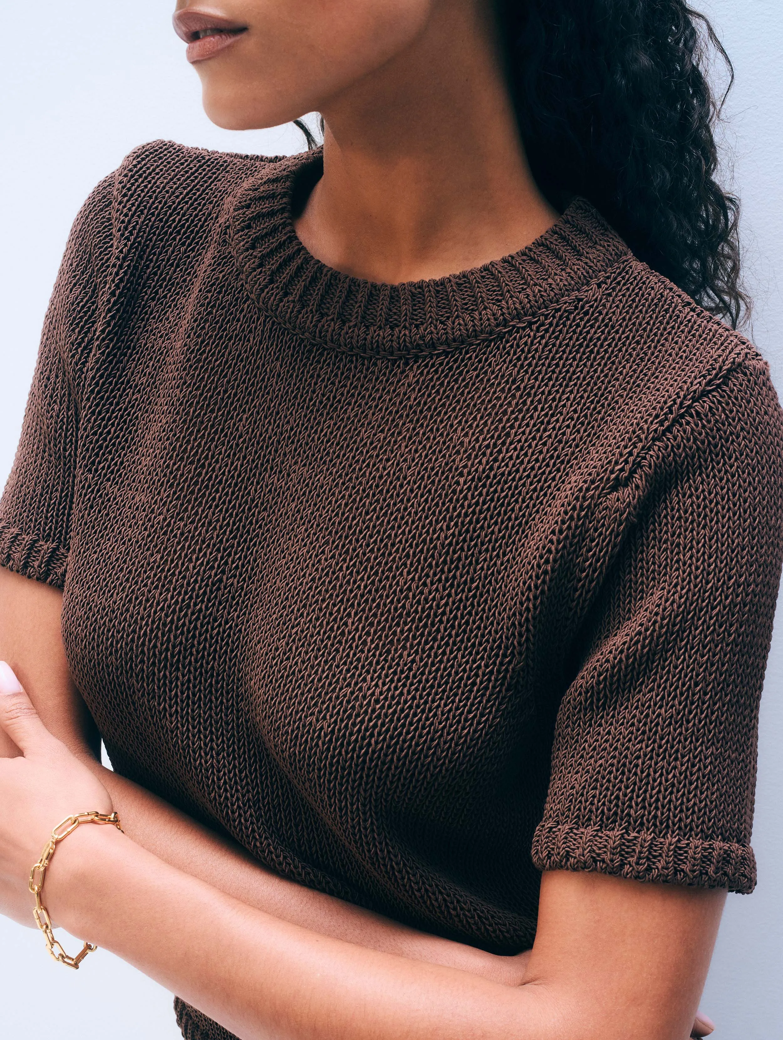 Organic Cotton Tape T Shirt | Dark Espresso sold by White + Warren product image thumbnail 2