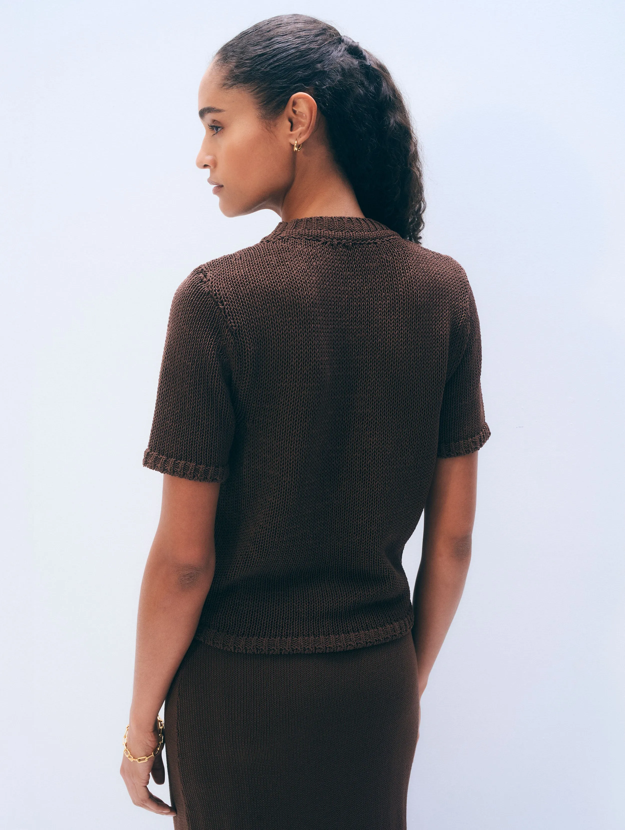 Organic Cotton Tape T Shirt | Dark Espresso sold by White + Warren product image thumbnail 3