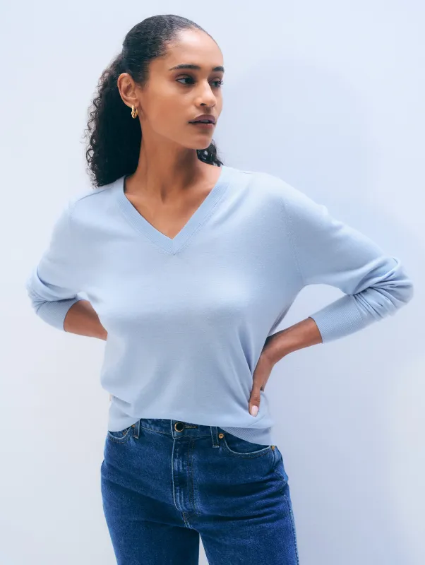 Cashmere Linen Pullover | Pastel Blue made by White + Warren