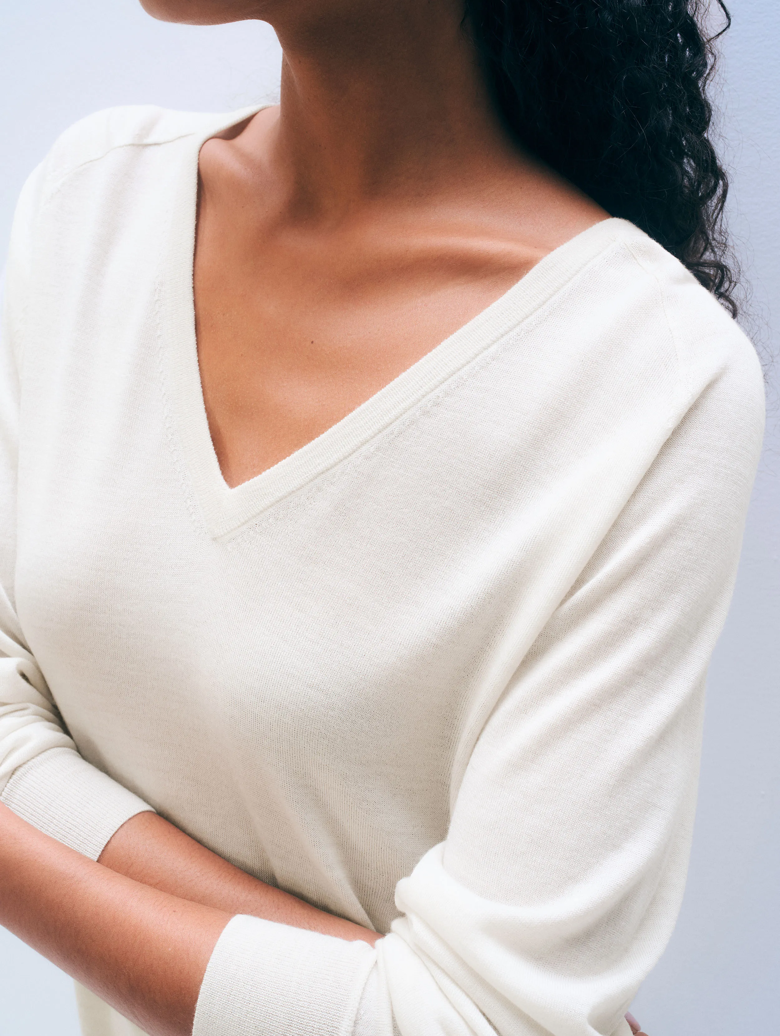 Cashmere Linen Pullover | Ivory sold by White + Warren product image thumbnail 2