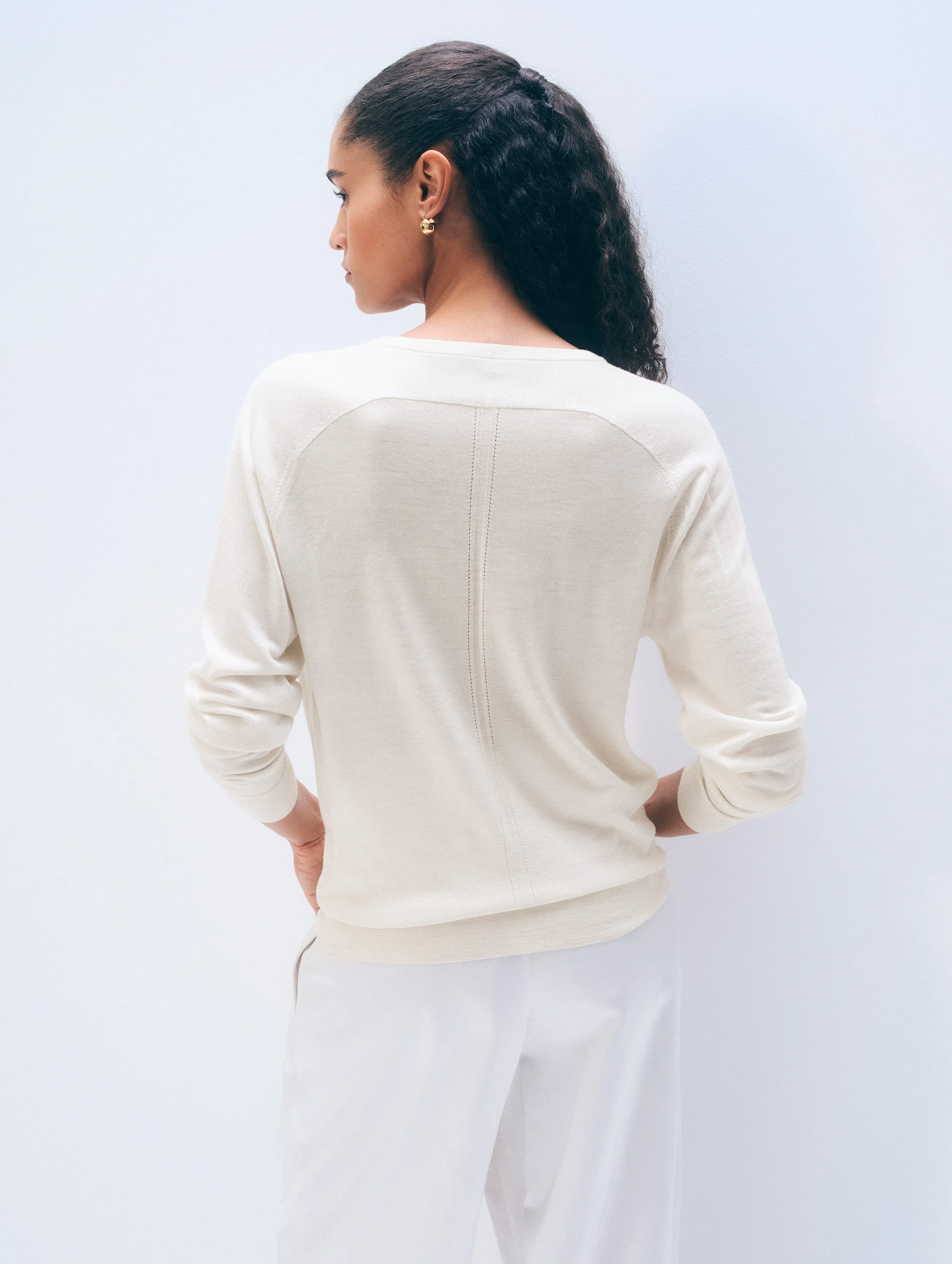 Cashmere Linen Pullover | Ivory sold by White + Warren product image thumbnail 5