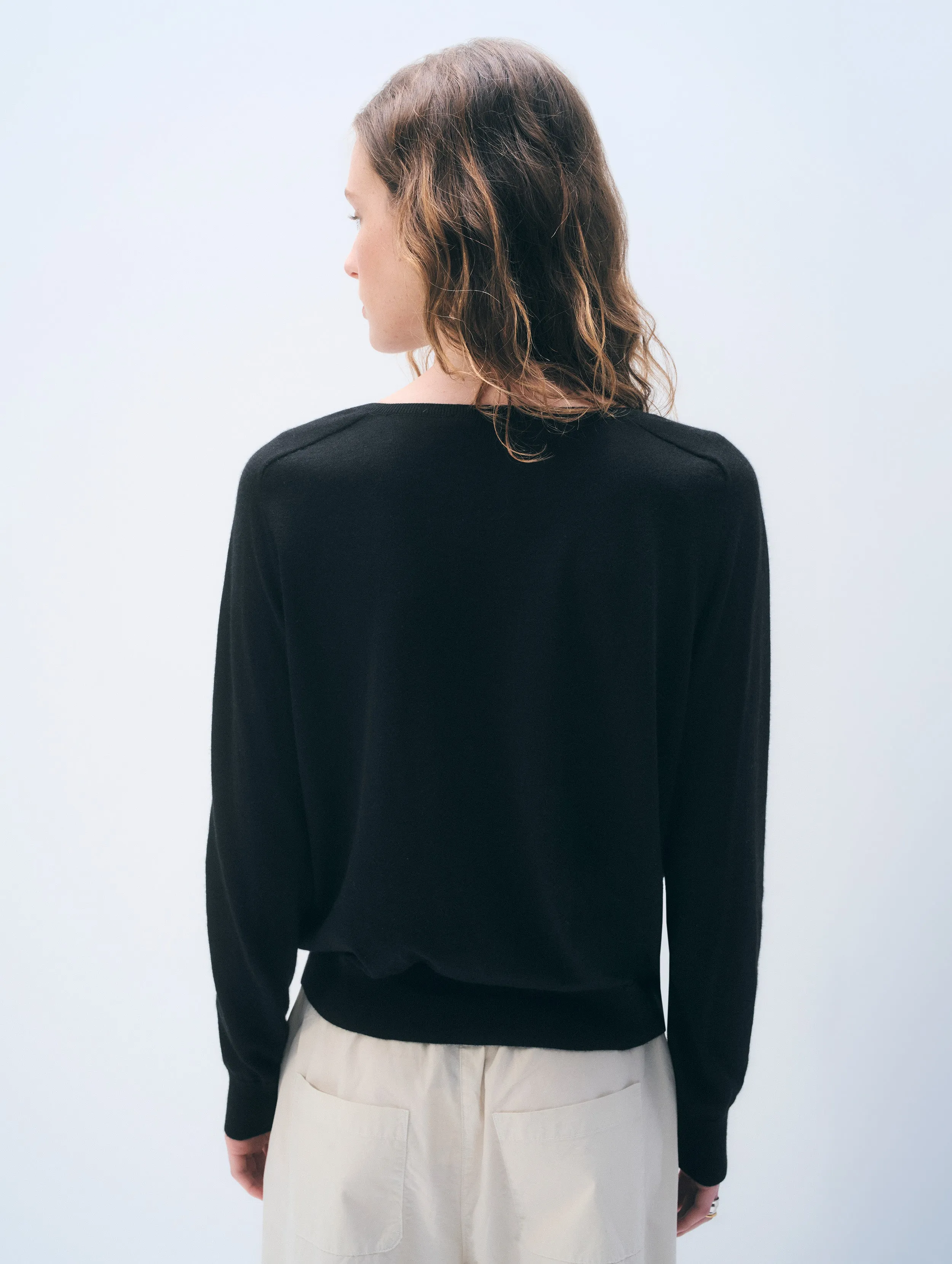 Cashmere Linen Pullover | Black sold by White + Warren product image thumbnail 3