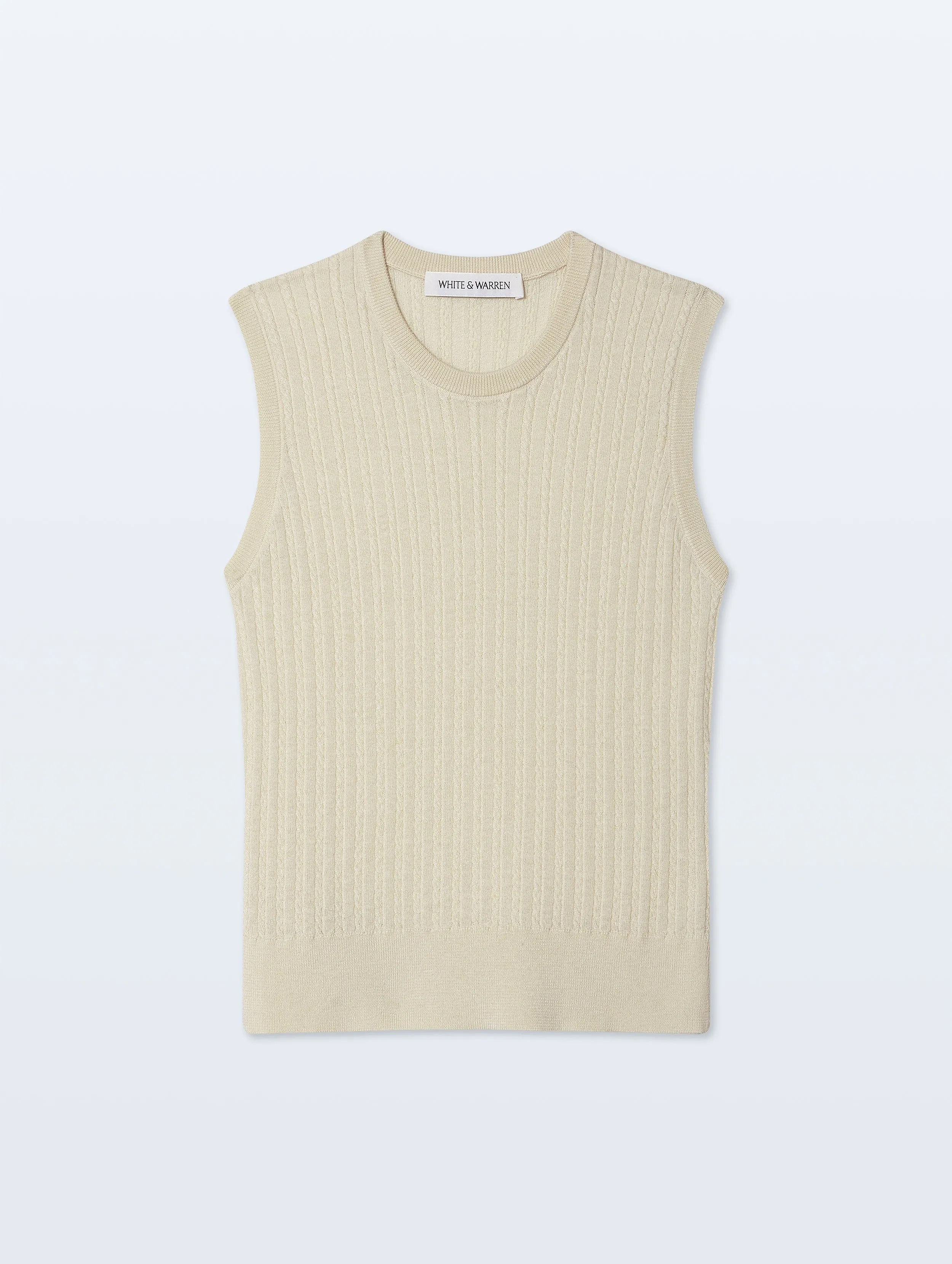 Cashmere Linen Fine Cable Shell Tank | Ivory sold by White + Warren product image thumbnail 4