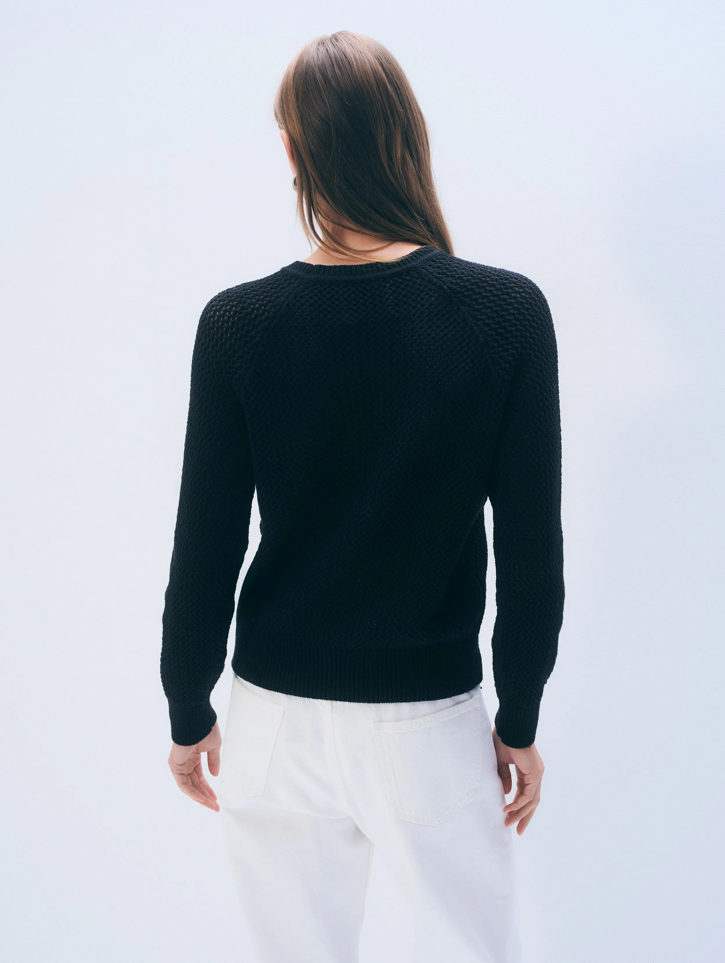 Bouclé Mesh Sweatshirt | Midnight sold by White + Warren product image thumbnail 3