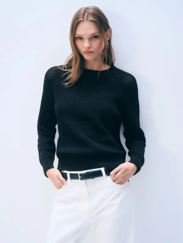 Bouclé Mesh Sweatshirt | Midnight made by White + Warren