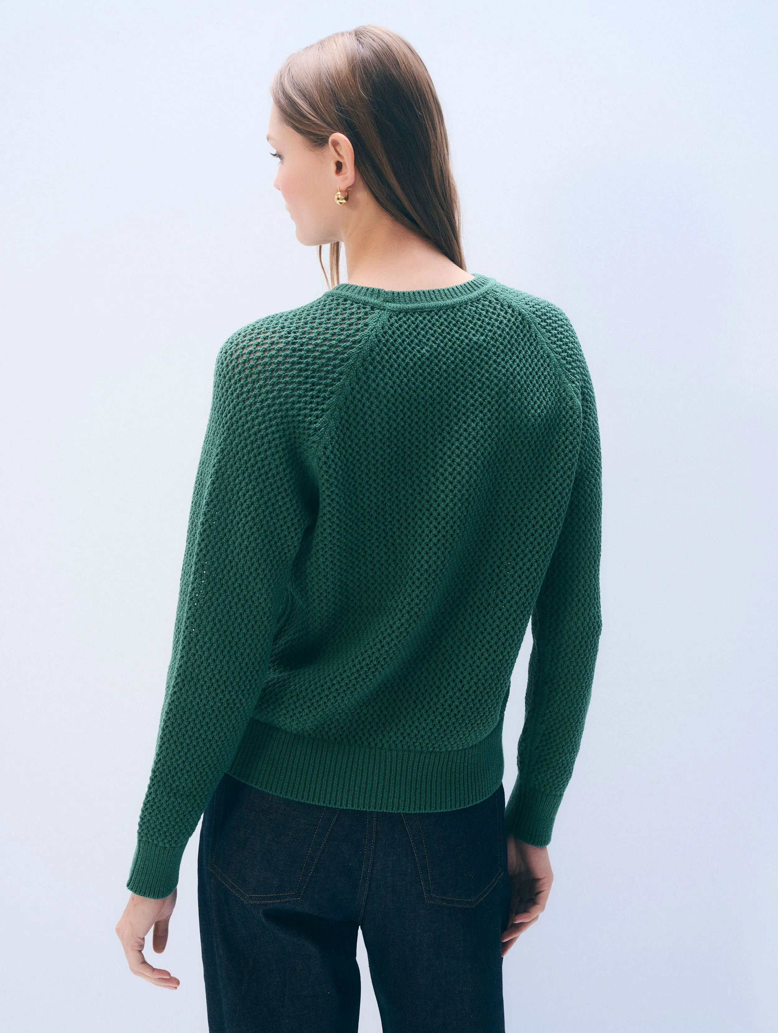 Bouclé Mesh Sweatshirt | Ivy Green sold by White + Warren product image thumbnail 3