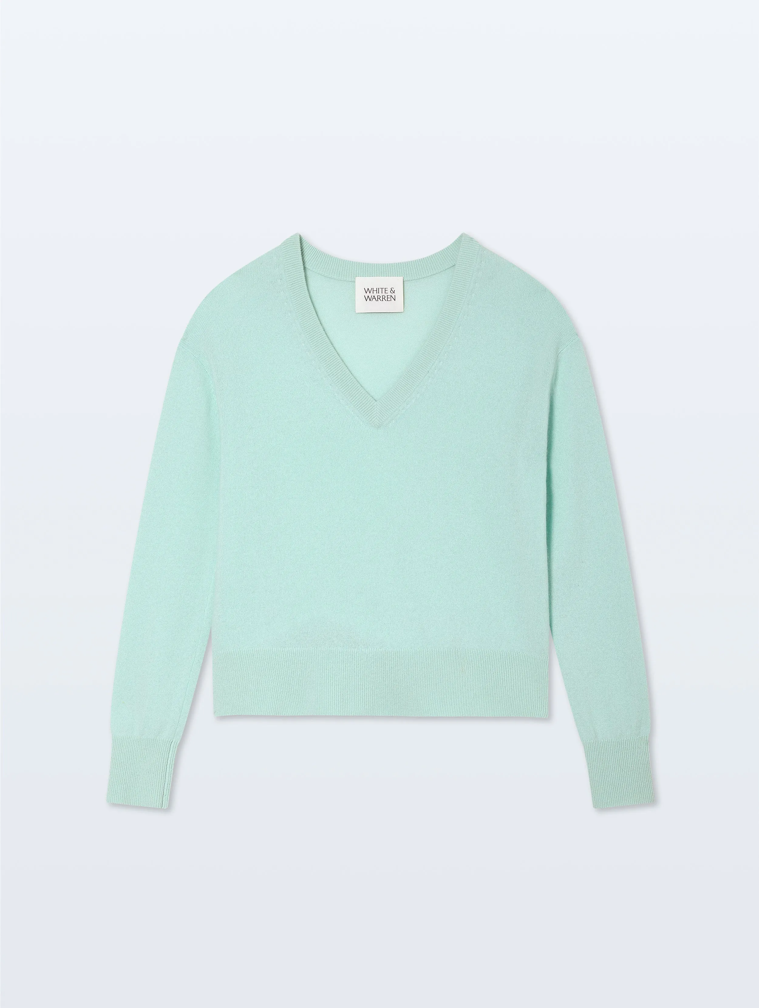 Cashmere V Neck | Light Aqua sold by White + Warren product image thumbnail 4