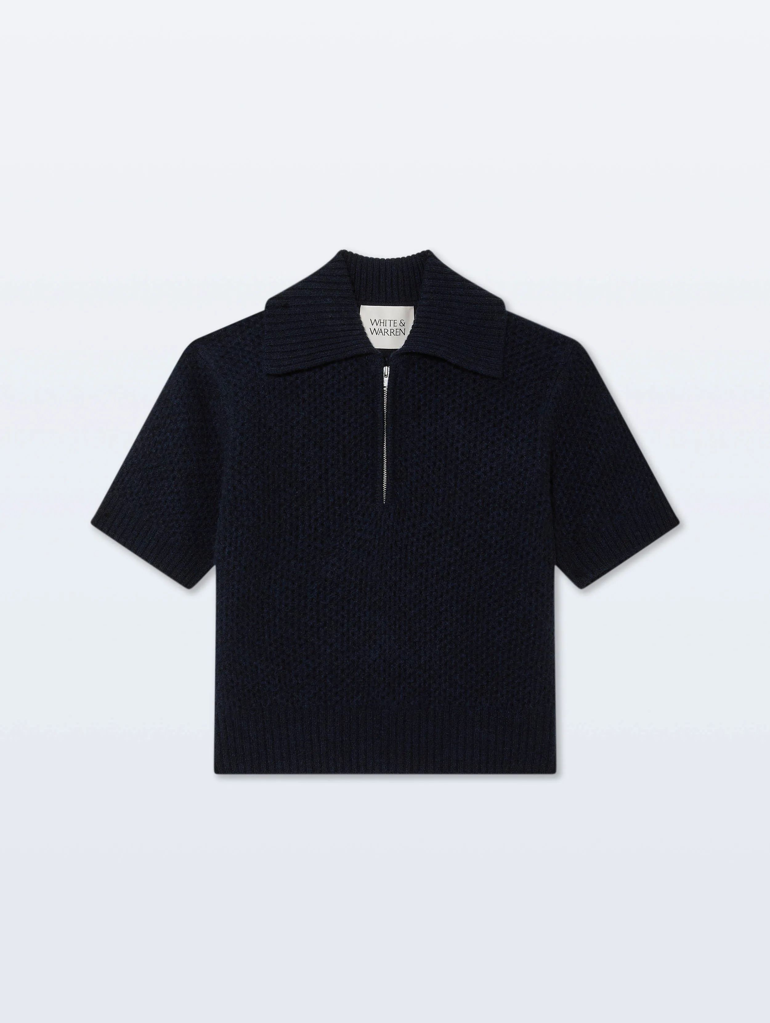 Cashmere Mesh Polo | Deep Navy sold by White + Warren product image thumbnail 4