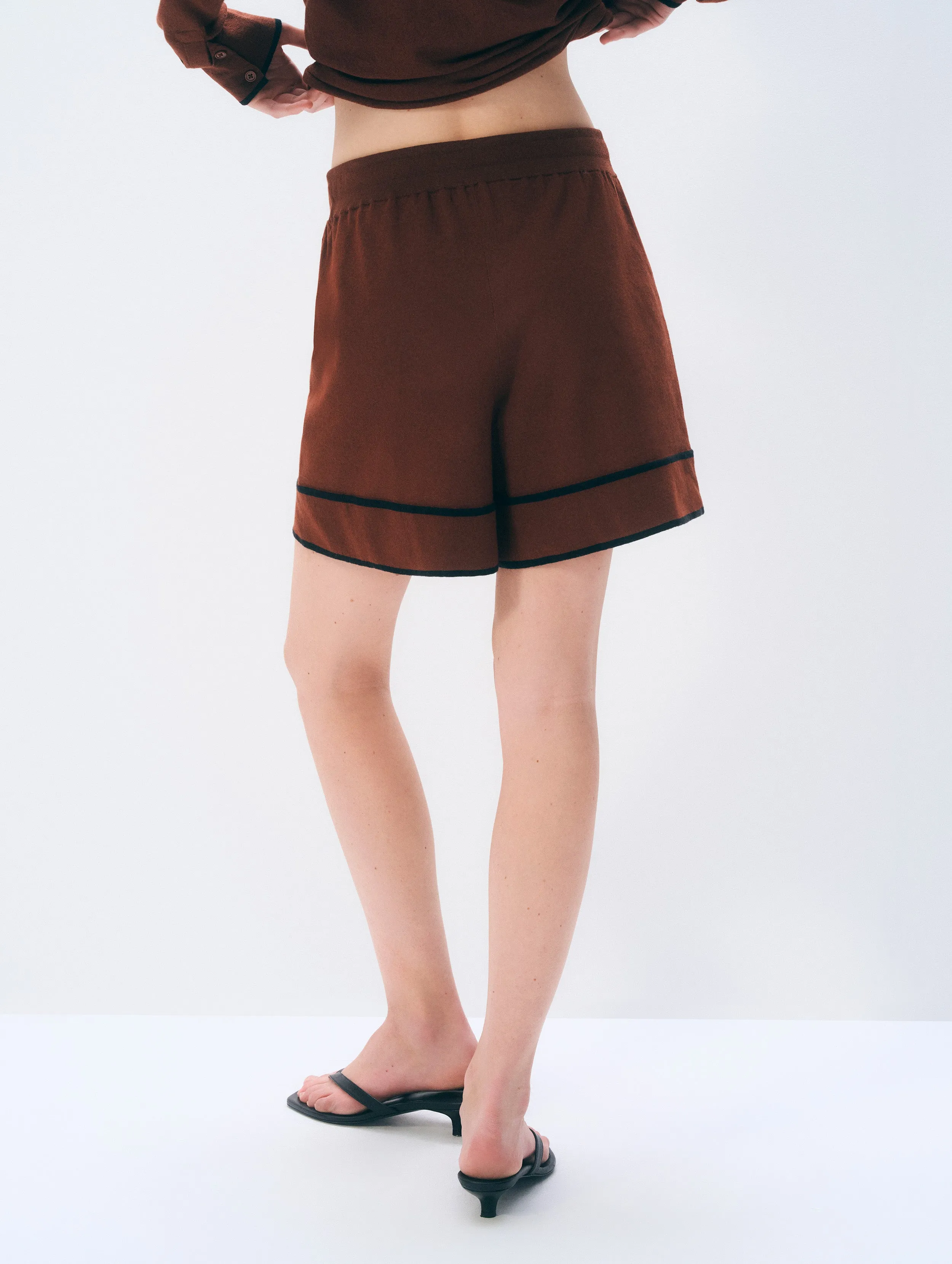 Linen Blend Shorts | Redwood Brown sold by White + Warren product image thumbnail 3