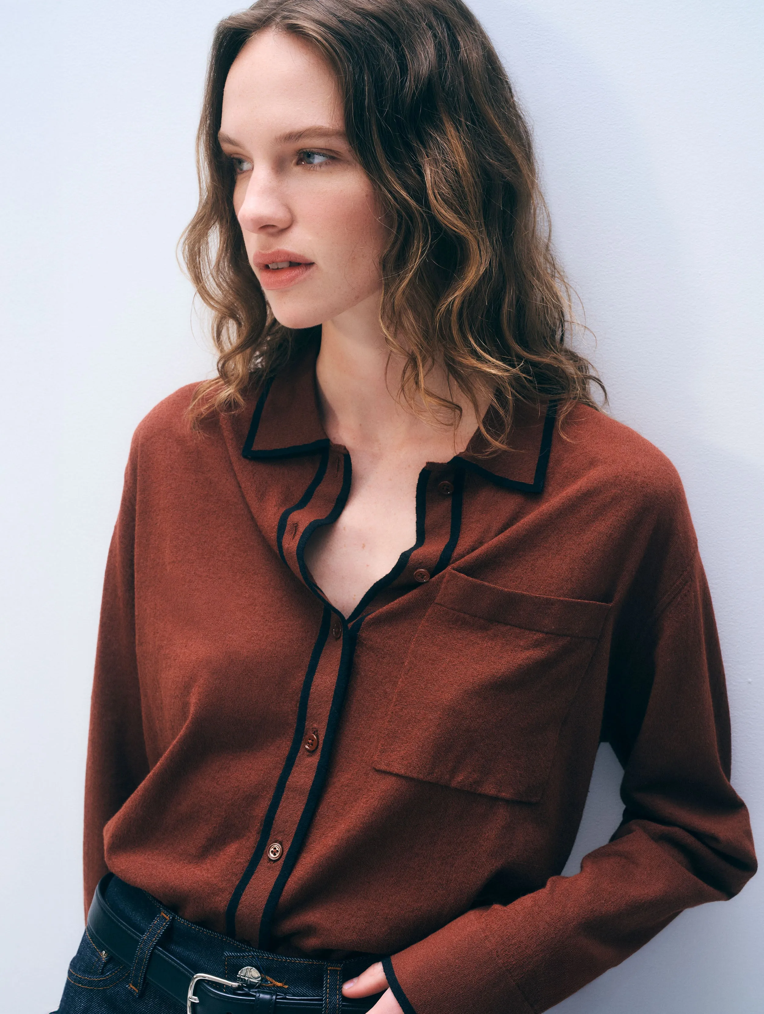 Linen Blend Shirt | Redwood Brown sold by White + Warren product image thumbnail 2