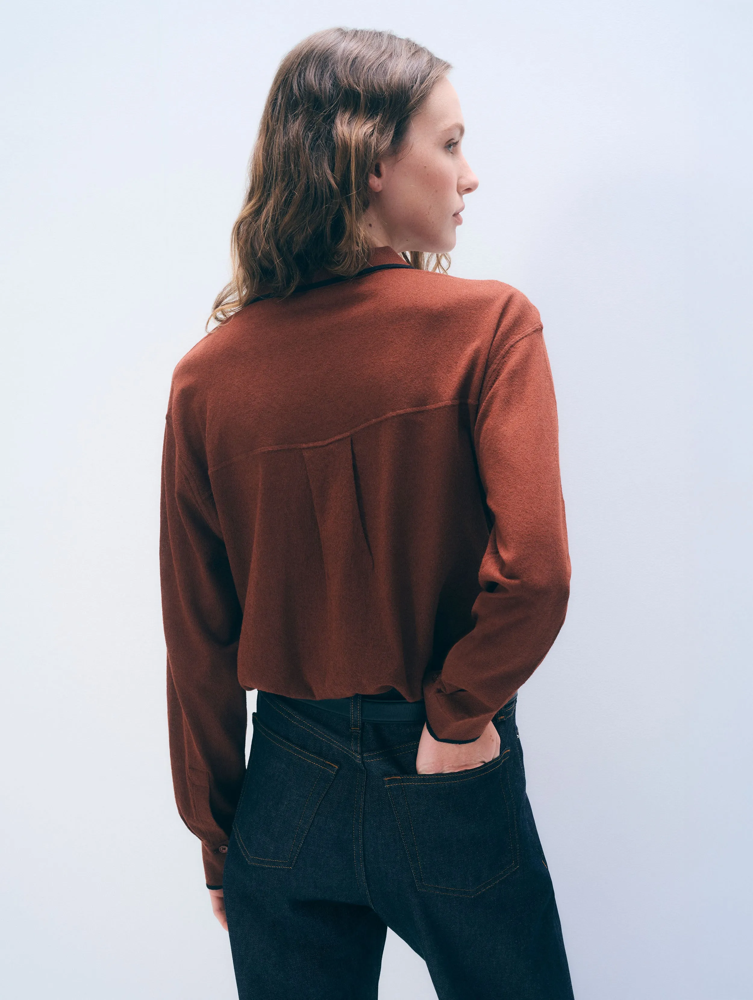 Linen Blend Shirt | Redwood Brown sold by White + Warren product image thumbnail 3